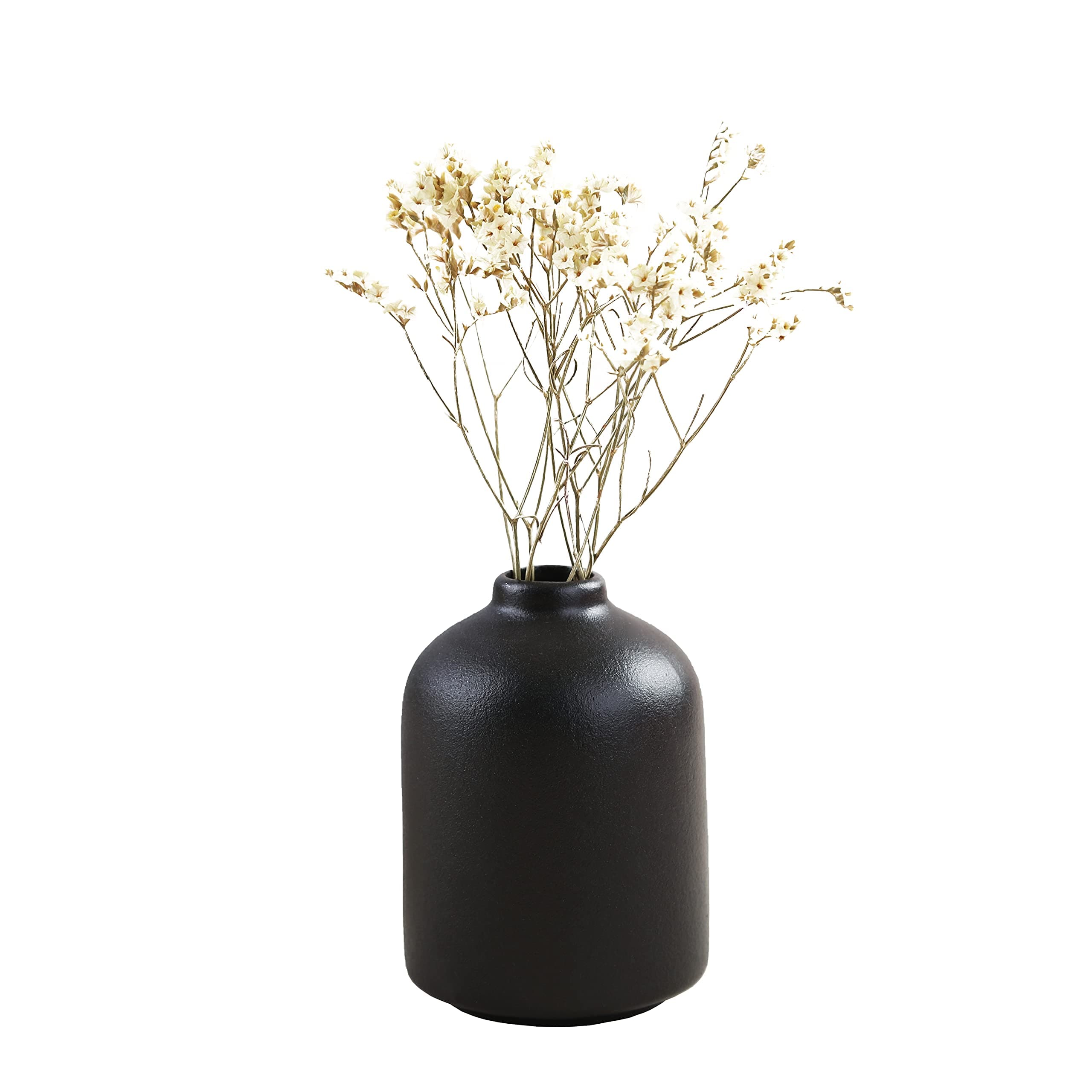 Ceramic Vase for Home Decor,Ceramic Vase, Dried Flower Vase, Living Room Decoration, Flower Arrangement Decoration Shooting Props (Black)