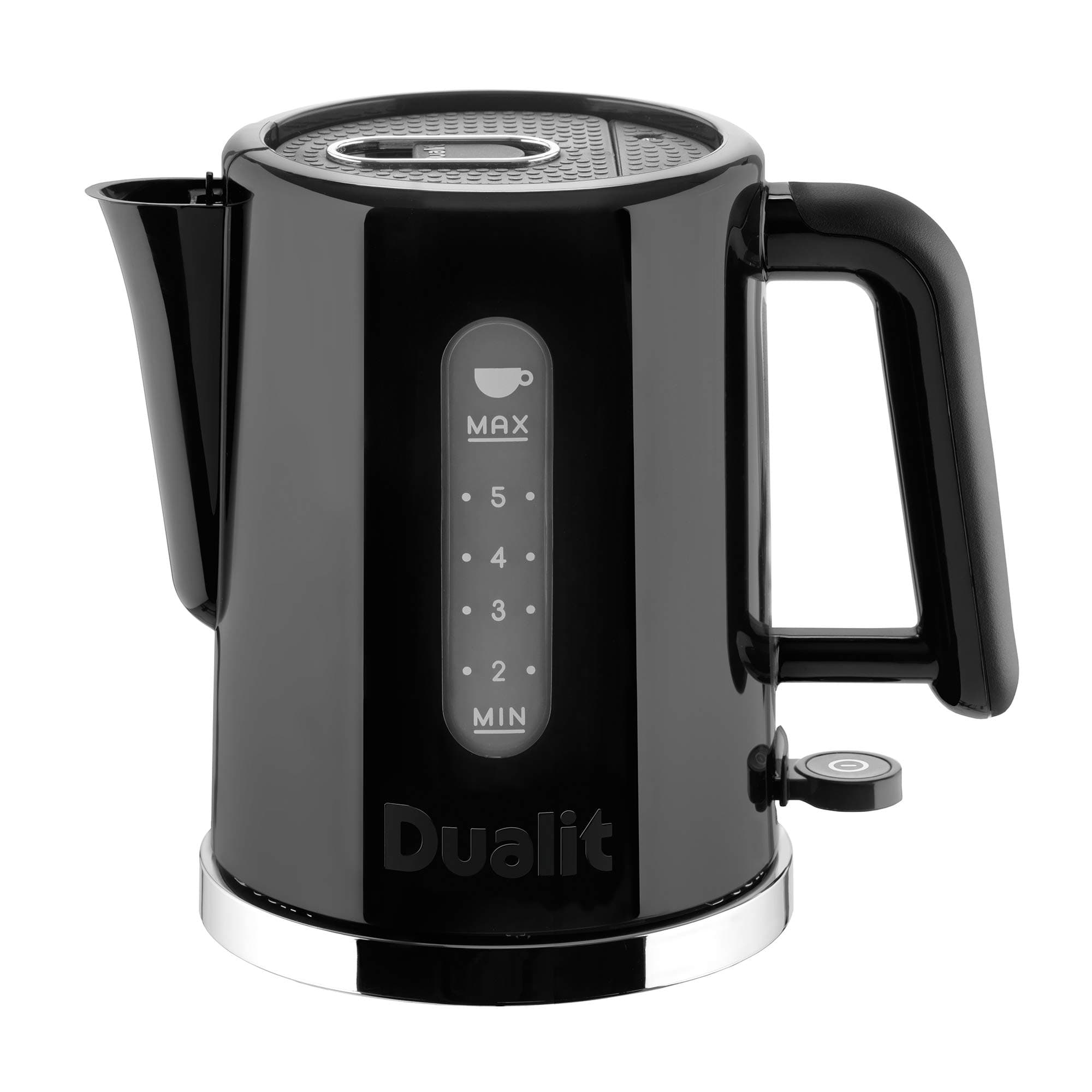 Dualit Studio Kettle | 1.5L 2.4KW Jug Kettle in Black with Polished Trim | Dual Measuring Windows | Fast Boiling BPA Free | Patented Sure Pour Technology