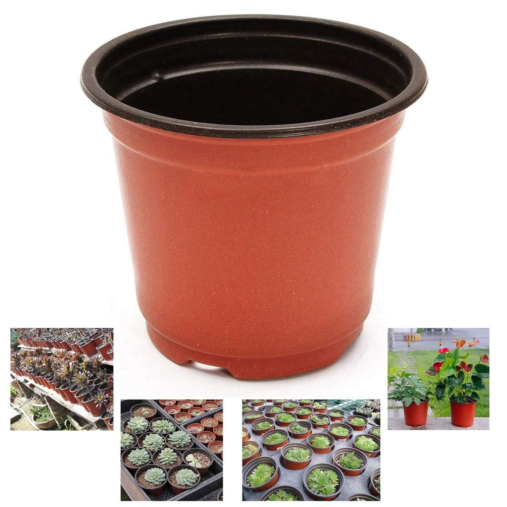 Oubest Plastic Plant Nursery Pots 6" 100 pcs Reusable for Seed Starting Seedlings Cuttings Transplanting Flower Plant Pots