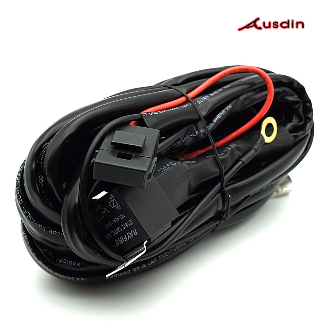 Led Light Bar Wiring Harness, Ausdin 40A 12V 300W Heavy Duty Switch Relay Professional Design For Led Light Bar 14AWG Built-in Relay Fuse Safety Insurance 2 Lead