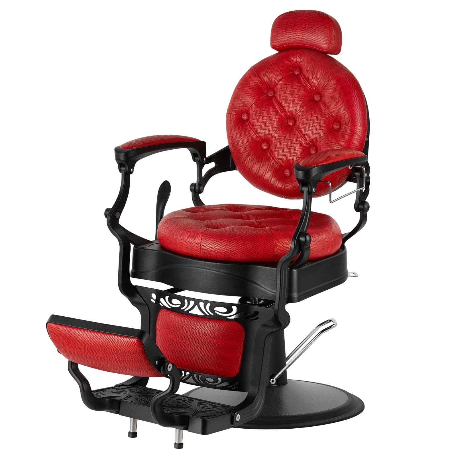 Artist hand Retro Barber Chair Heavy Duty Barber Chairs Vintage Salon Chair Hydraulic Recline Chair Rounded Cushioning Beauty Spa Styling Equipment(Red)