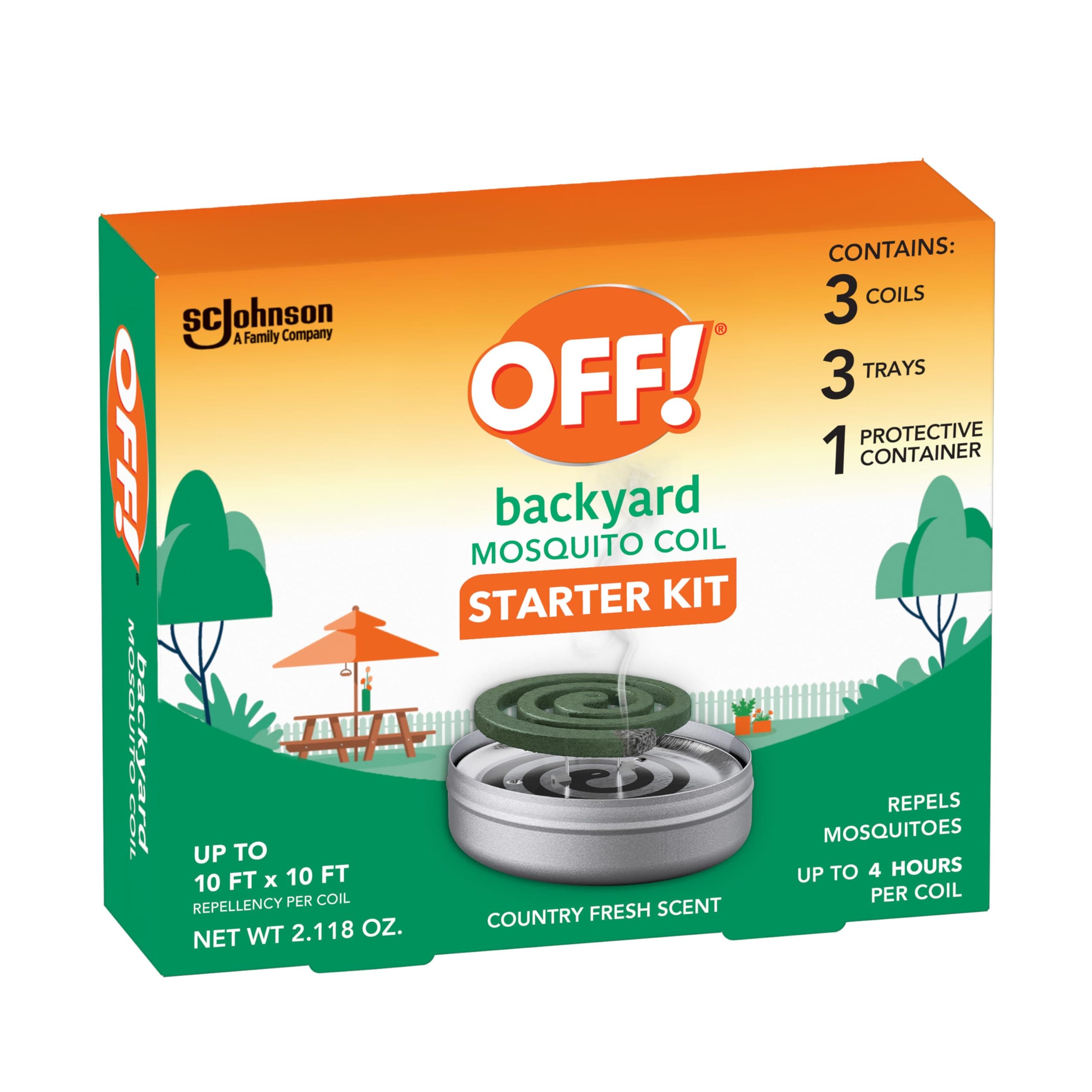 OFF! Backyard Mosquito Repellent Coil Starter Kit, Perfect for Outdoor Patios, Country Fresh Scent, 1 Count