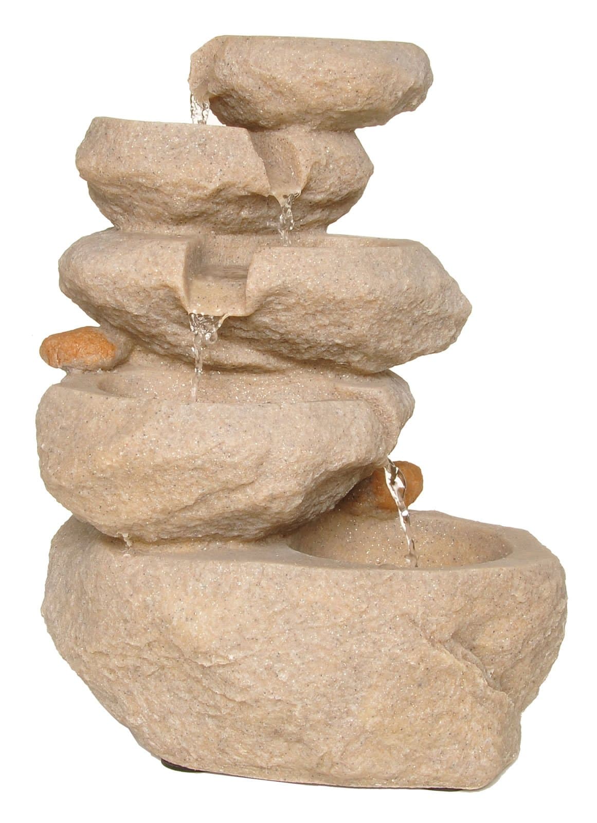 Zenvida Sandstone Tabletop Waterfall Fountain with LED Lights, 14"