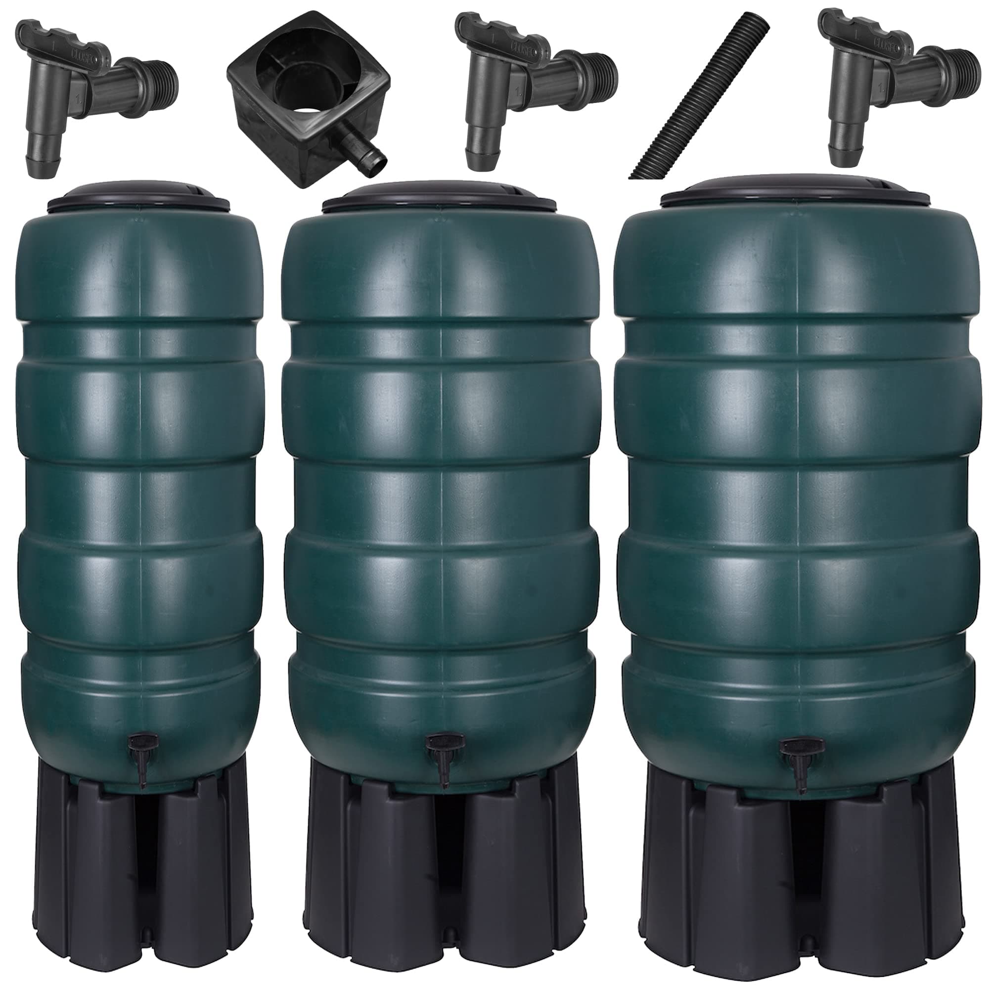 Garden Water Butt Set Including Tap with Stand and Filler Kit Water Collection 100L, 230L & 250L (100 Litre)