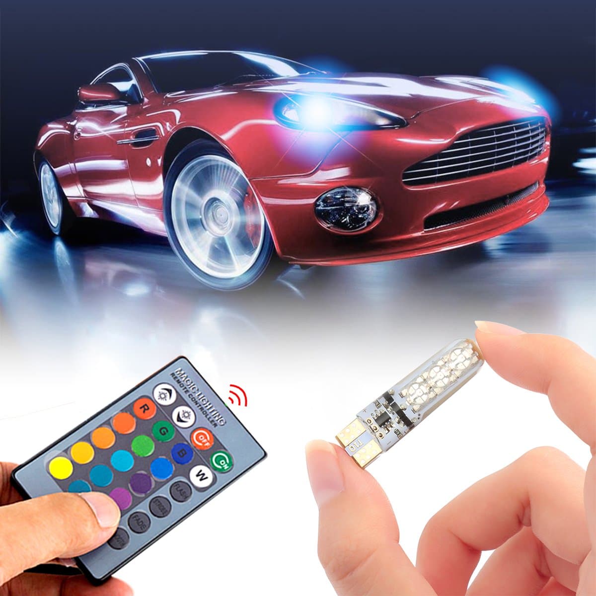 YSpring 16 Colors 4 Models Flashing T10 RGB Led Strobe Bulbs Universal 12V 194 168 5050 Remote Controller led Instrument Panel Dashboard Bulbs Strobe Lights License Plate Lamp( 2pcs/set)