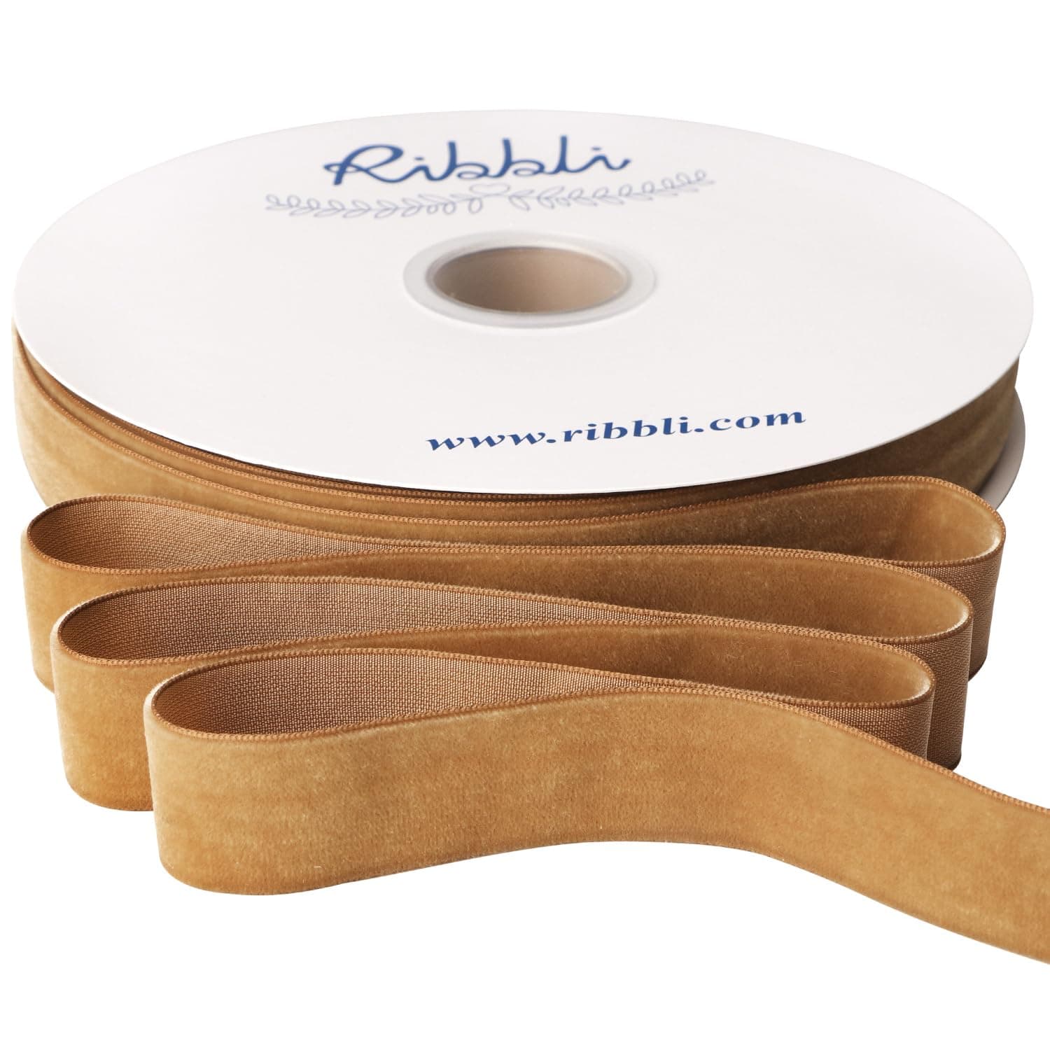 Ribbli Khaki Velvet Ribbon 1 Inches Continuous 25 Yard Spool Khaki Christmas Ribbon for Gift Wrapping Crafts Home Decor