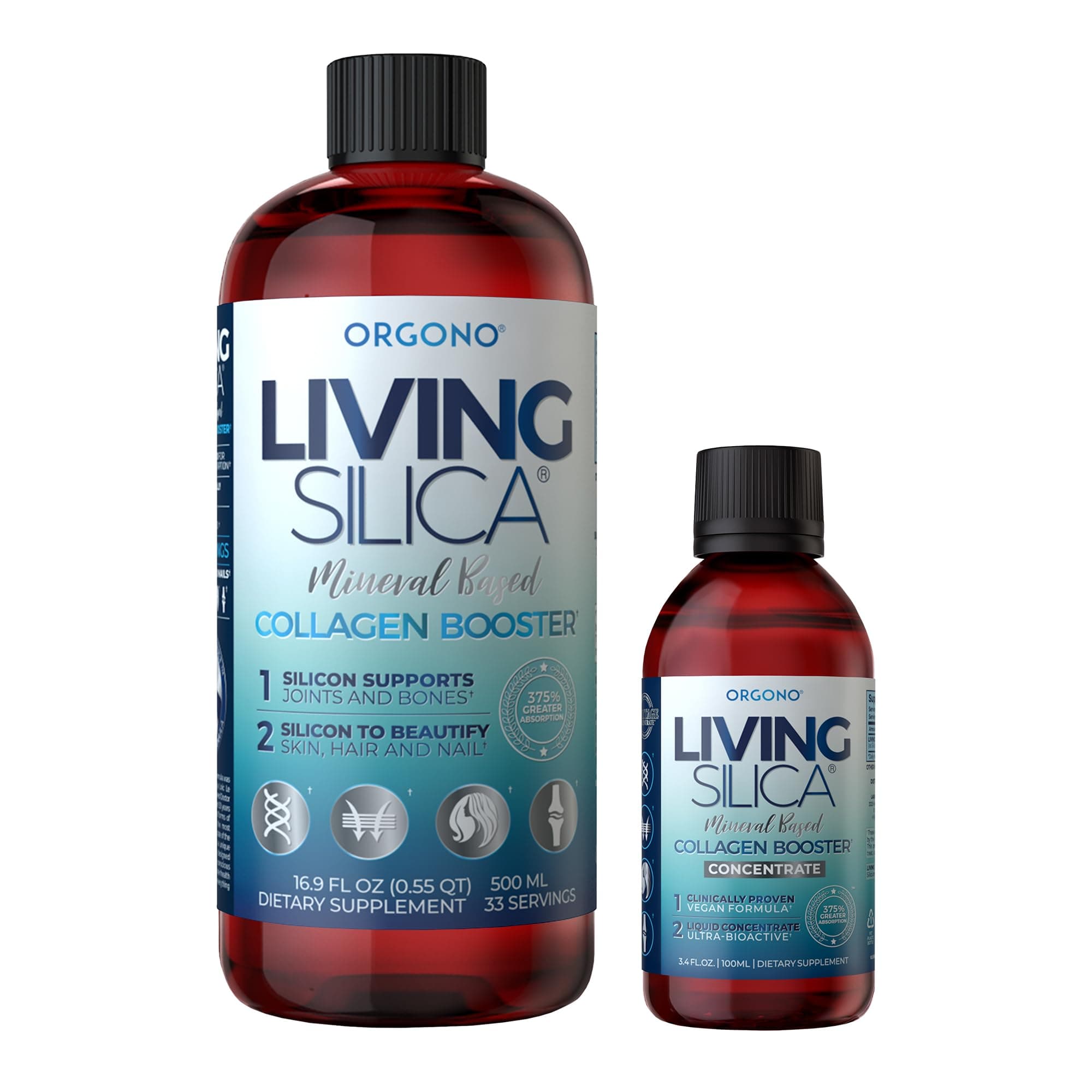 Living Silica KIT | Mineral-Based Collagen Booster Liquid & Concentrate Drops (Travel Size) | Vegan | Supports Joint & Bone Health, Collagen & Elastin Production, Glowing Skin, Strong Hair & Nails.