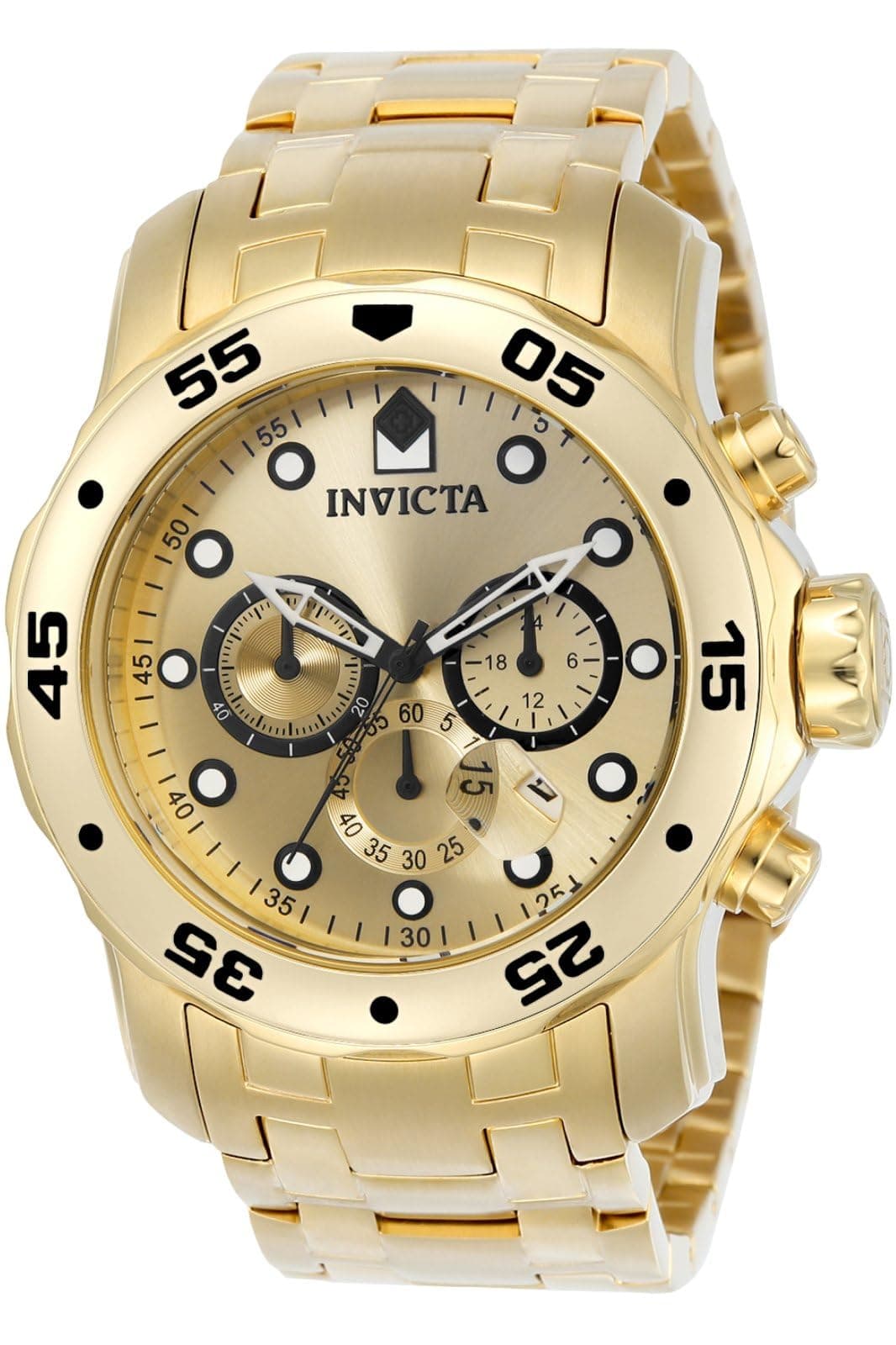 Invicta Pro Diver - Scuba Men's Wrist Watch Stainless Steel Quartz Gold Dial - 0074