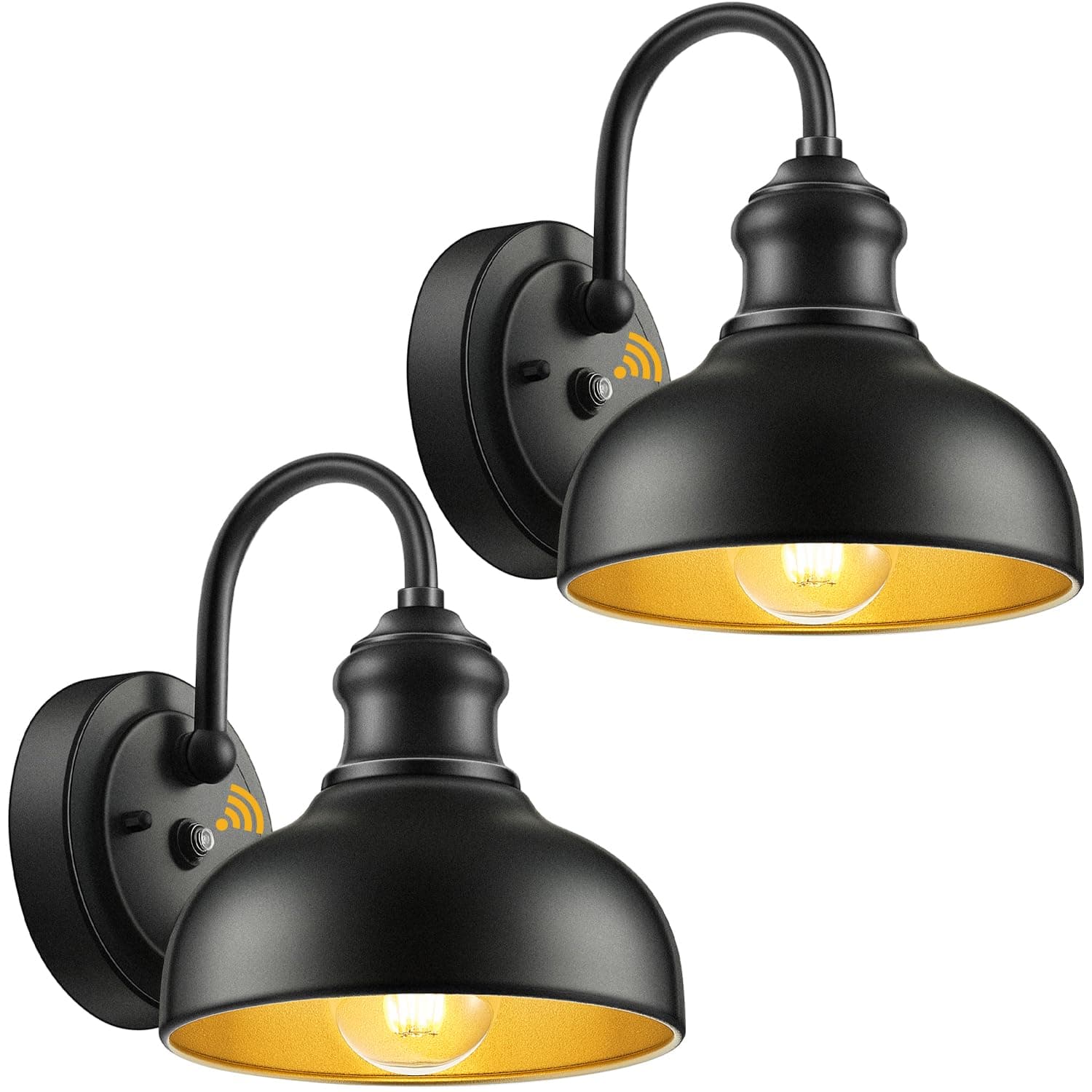 VIANIS 2-Pack Outdoor Gooseneck Barn Lights, Exterior Light Fixture Wall Mount Sconce Lantern, Farmhouse Outside Black LED Dusk To Dawn Porch Goose Light Vintage Wall Lantern Lamp for Warehouse Garage