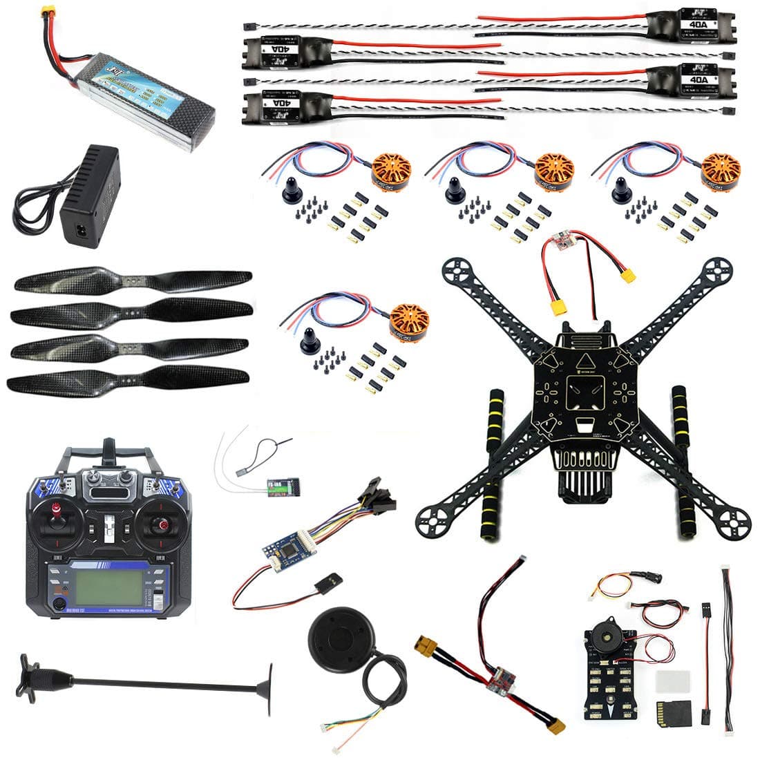 CS PRIORITY DIY Drone Kits S600 4-Axis Rack Quadcopter Frame Kit with Landing Gear Skid PX4 PIX 2.4.8 32 Bit Flight Controller FS-i6 Transmitter Battery