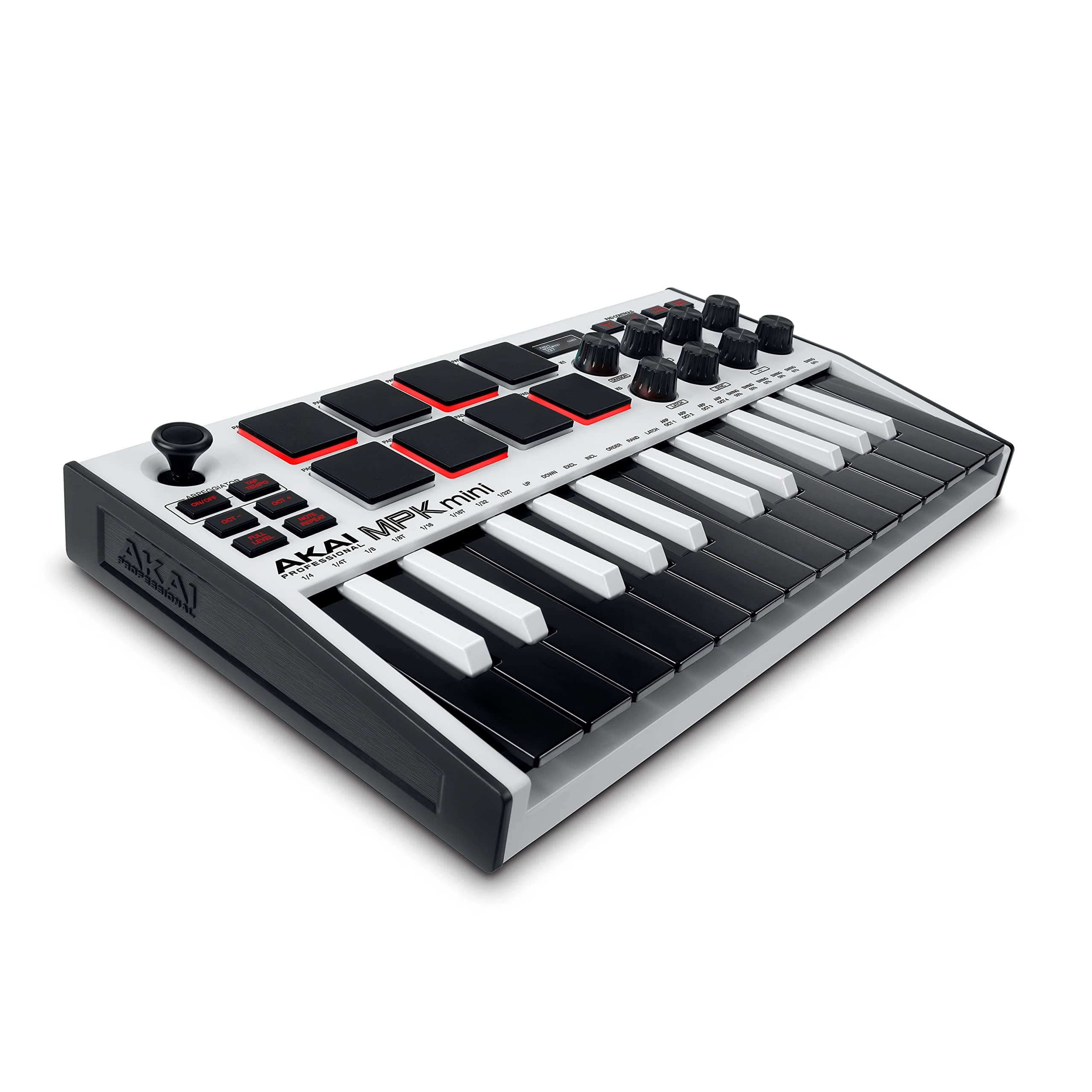 Mpk Mini Mk3 | 25 Key USb Midi Keyboard Controller With 8 Backlit Drum Pads, Knobs And MUSic Production Software Included - White