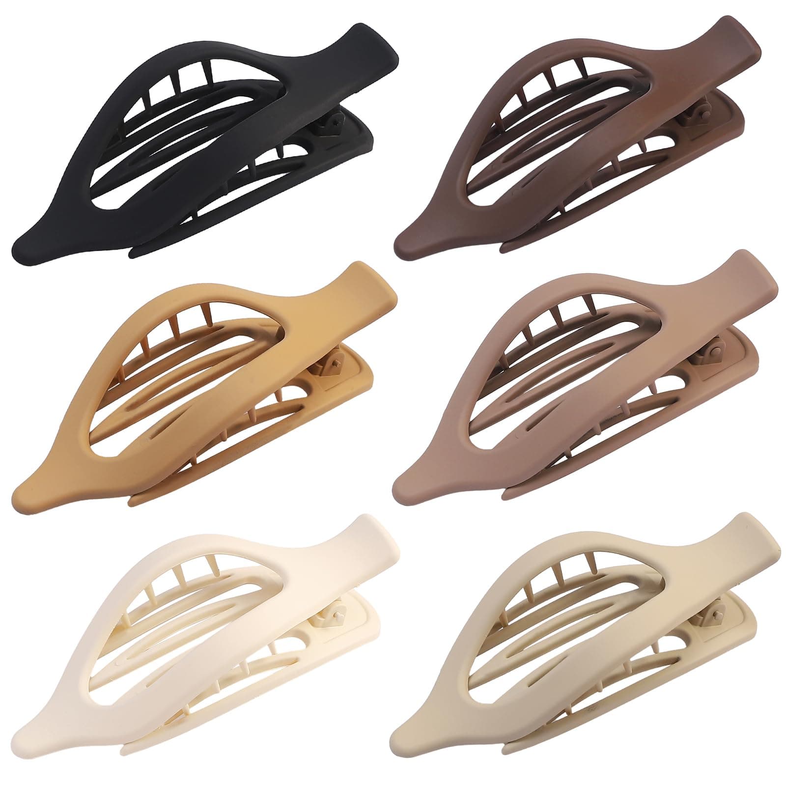 - Flat Hair Clip 6 pcs Lay Down Claw Clips Hair Accessories for Women -Brown