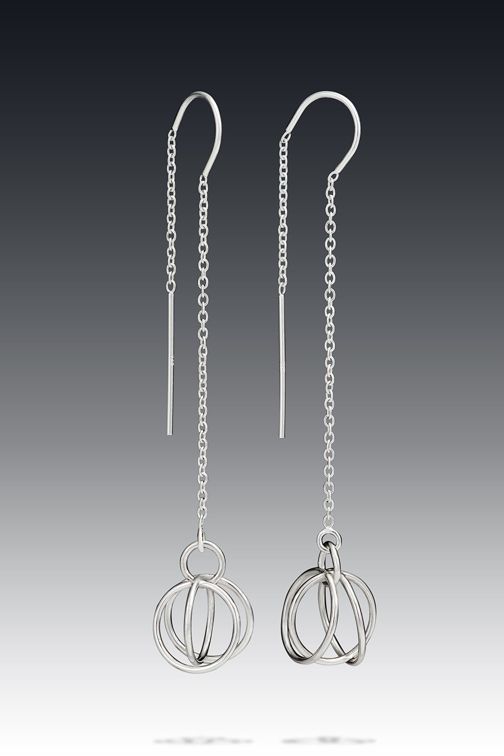 Sterling Silver Saturn Long threader earrings