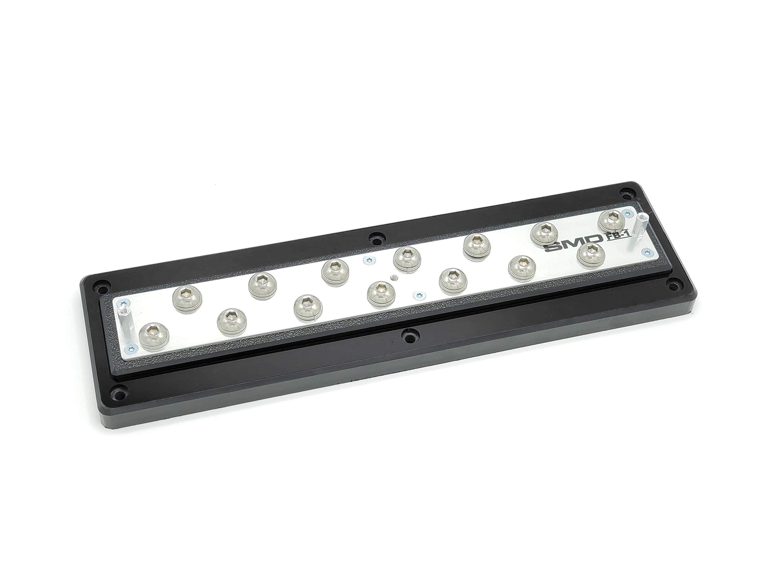 Steve Meade Designs SMD Full Power/Ground Distribution Block (Full Bar) - 12 Positions, 12 Poles, 12 Volts, Black, Blue, Green, Red, White - Screw Connector, HDPE Material, Rack Mount