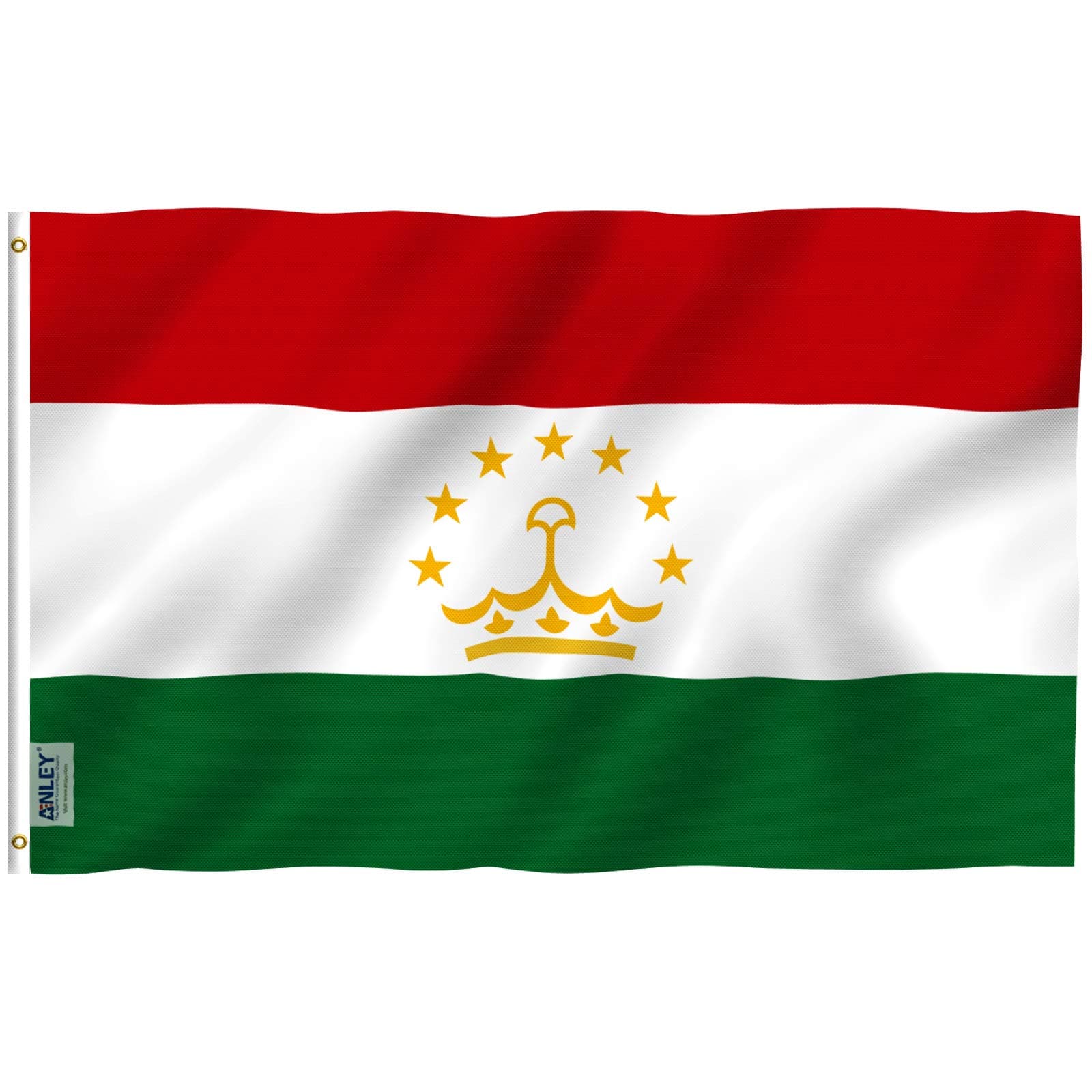 ANLEY Fly Breeze 3x5 Feet Tajikistan Flag - Vivid Color and UV Fade Resistant - Canvas Header and Double Stitched - Republic of Tajikistan Flags Polyester with Brass Grommets 3 X 5 FT