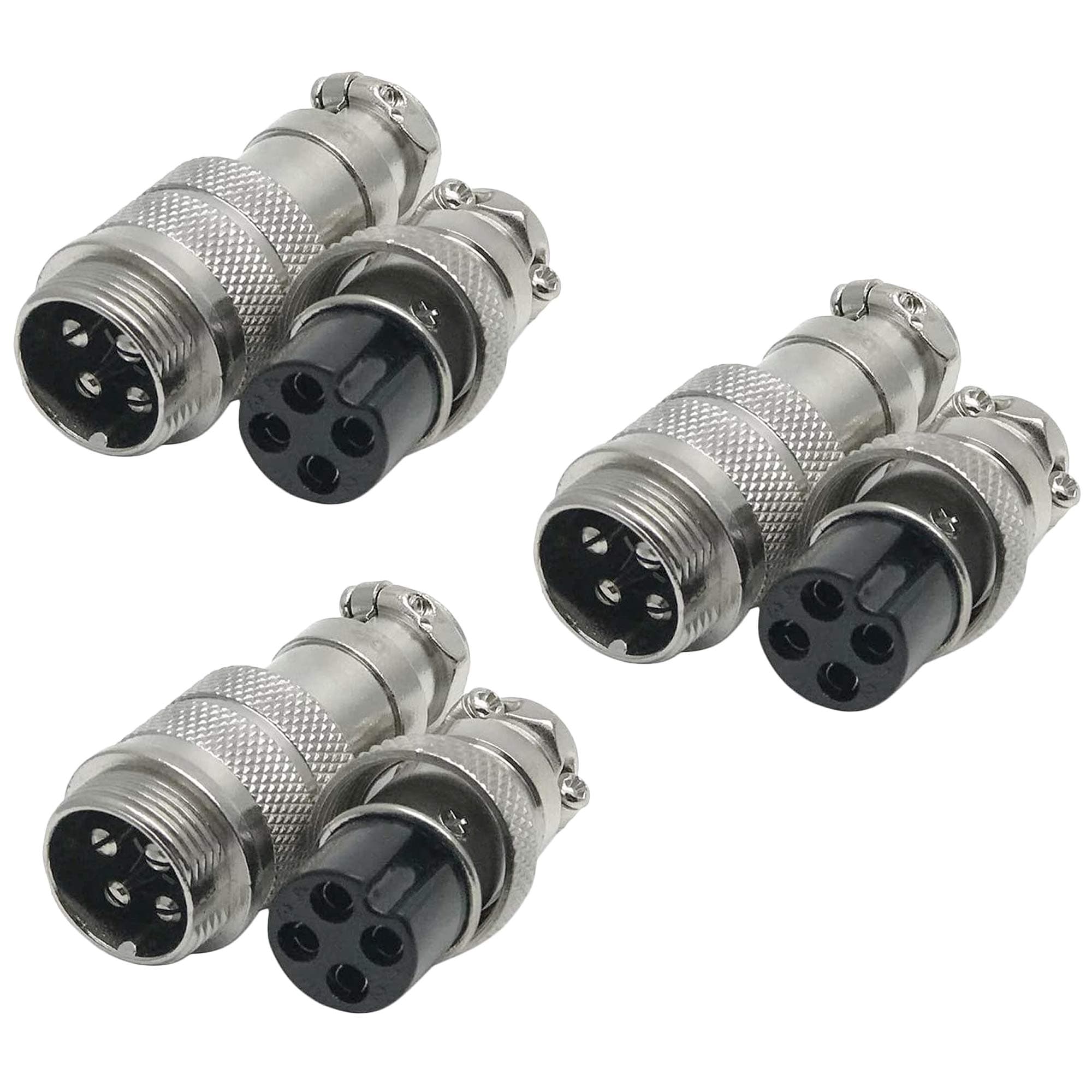 Xiaoyztan 3 Pairs 4-Pin Microphone Male & Female Plugs CB Mic Extension Cable Connectors for CB Radio PC