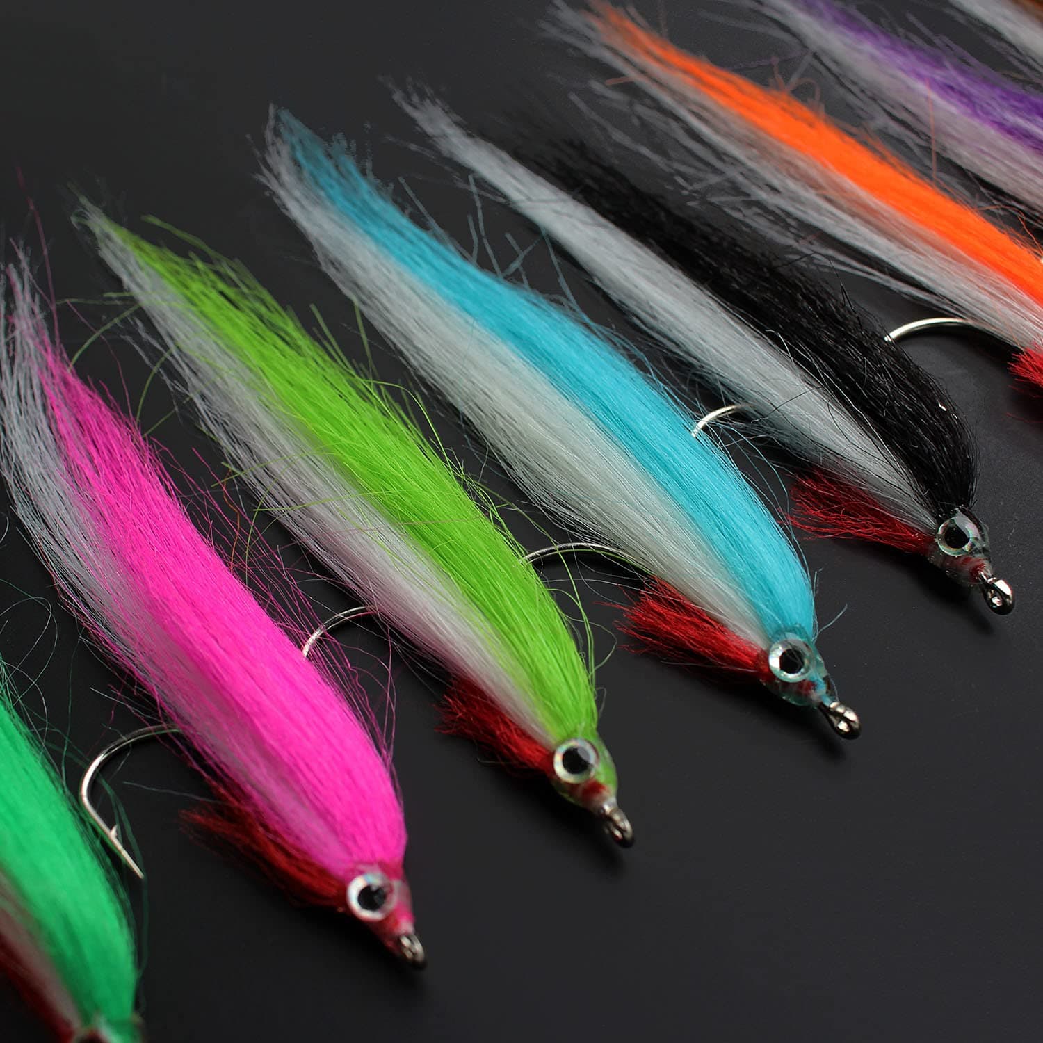 Tigofly 20 pcs 1/0 UV Colors High Carbon Hook Polar Fry Salmon Trout Sea Bass Steelhead Minnow Fly Fishing Flies Lure Set