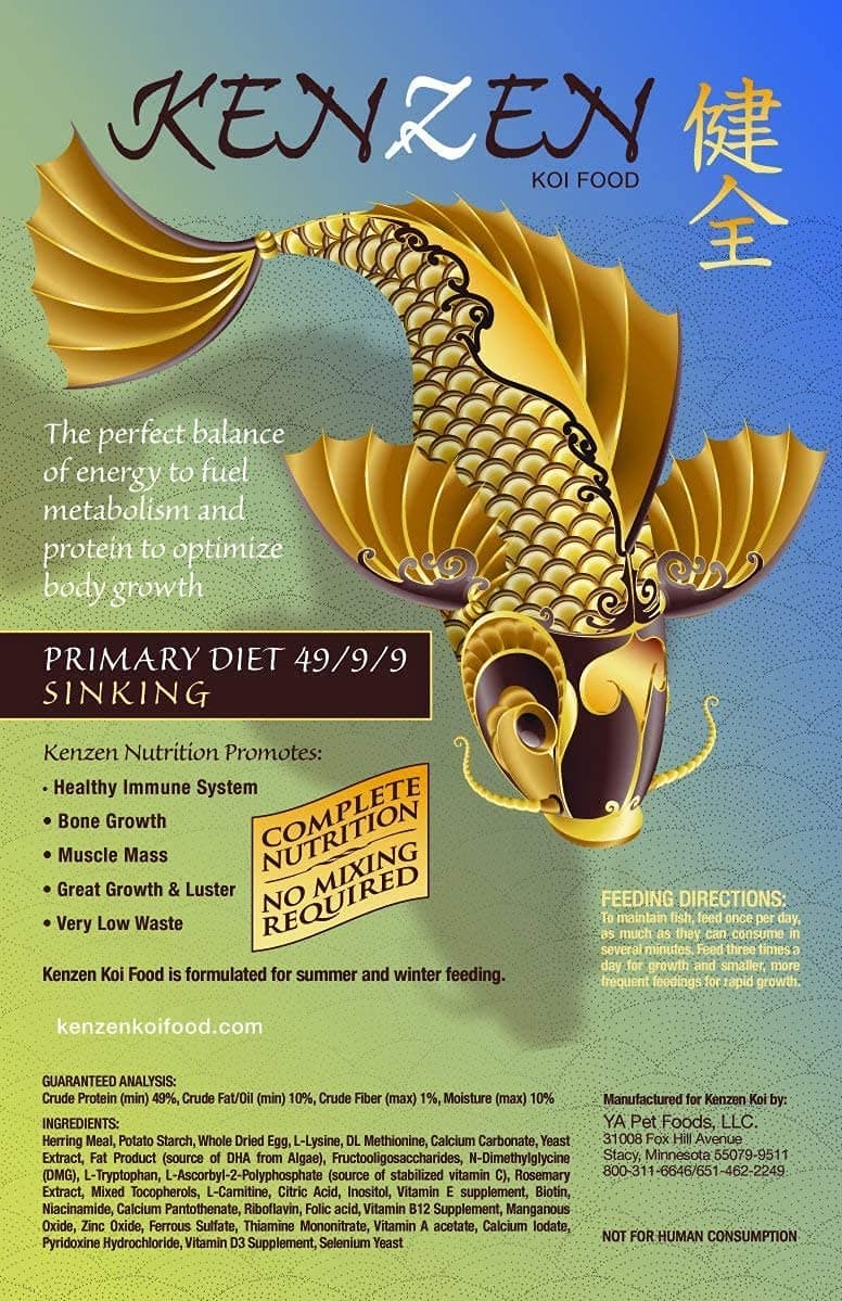 Kenzen Koi Food Primary Sinking Diet 7mm Pellet, 10lb Bag