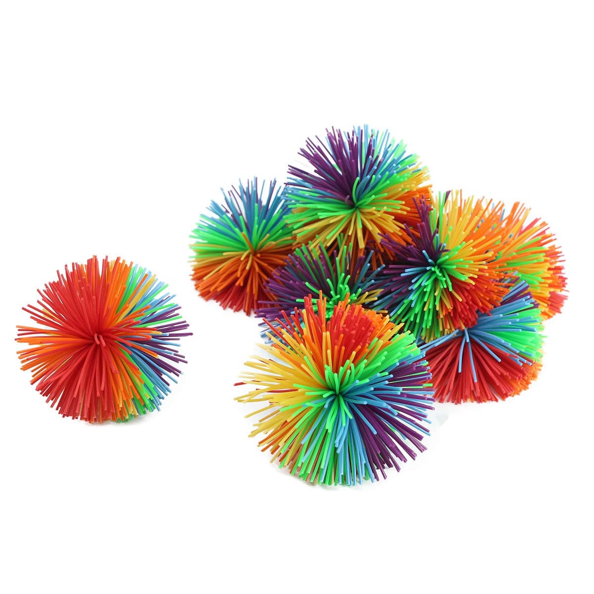 WeFidget 10 Pack 2.4" Stringy Balls, Great Sensory Toy, Bouncy Ball, Fun Party Favor, Monkey Stringy Balls (Multicolored)