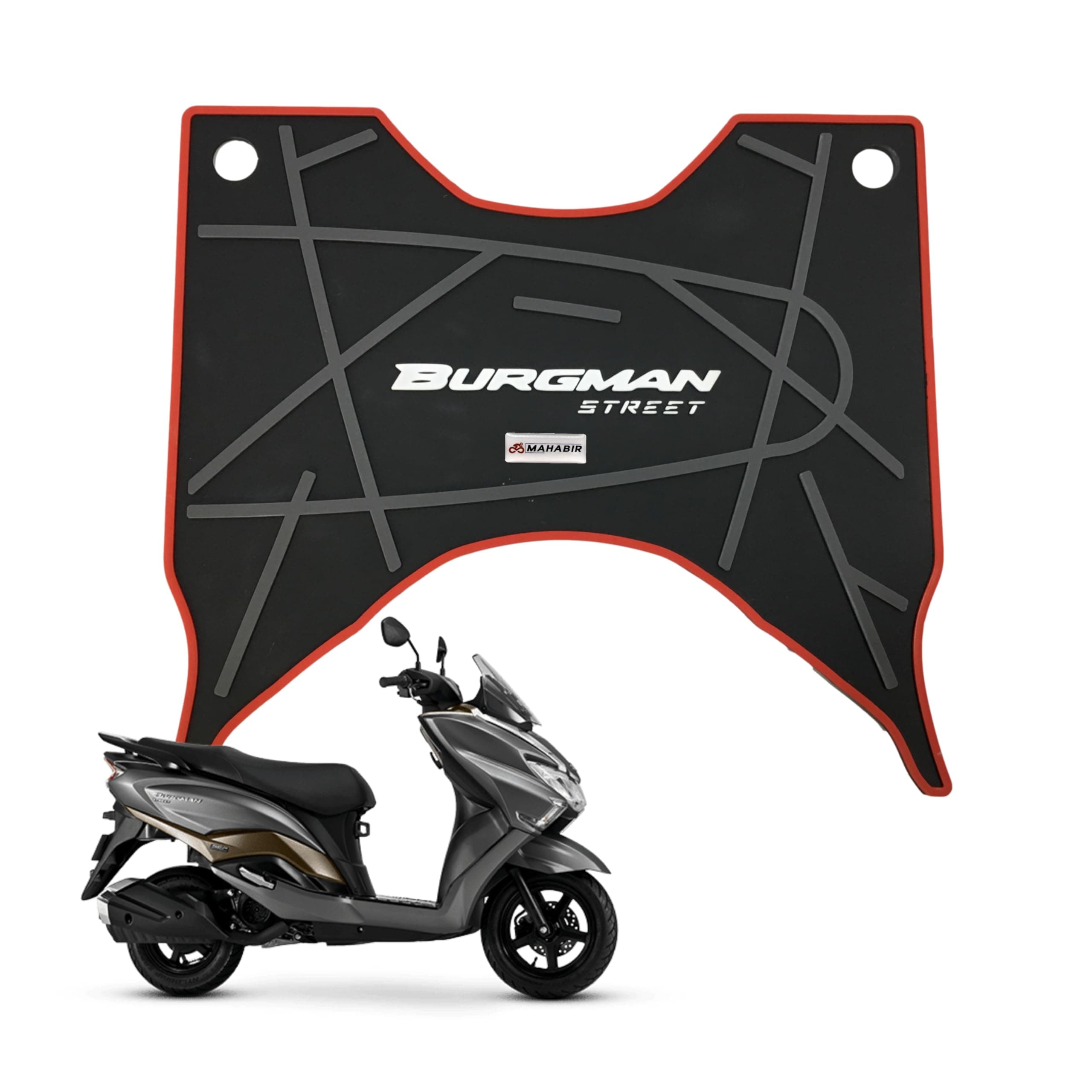 MAHABIR PVC Rubber Footmat/Floormat Compatible for Scooter/Scooty Burgman Street 125 BS6, Durable | Anti-Slip | Waterproof | Easy to Clean Protects Floor (Grey, White)