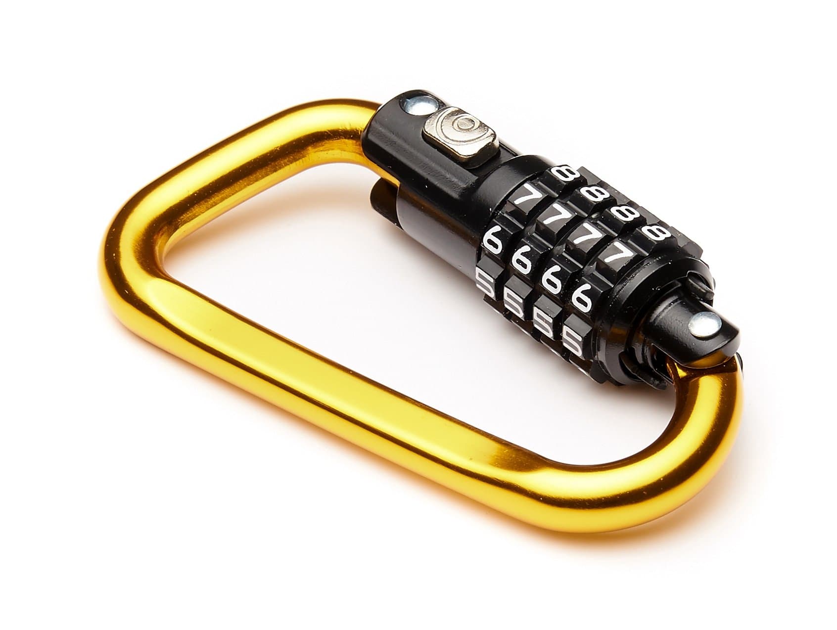 EyezOff3.5" Carabiner Aluminum Multi Purpose Lock 4-Dial Combination D-Shape (Gold)