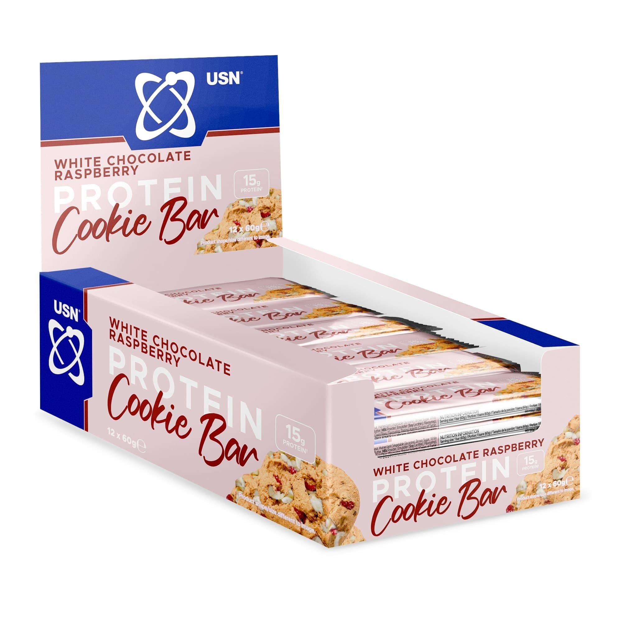 USN Trust Cookie Protein Bar White Chocolate & Raspberry | 15g Protein High Protein Snack | Soft Baked Cookie Bar | Vegetarian | 12 x 60g | On-the-Go & Post Workout