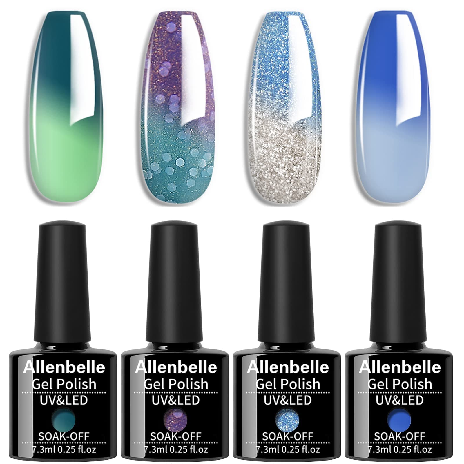 Allenbelle Colour Changing Gel Nail Polish Set Red Series Colour Changing Gel Polish Set Mood Chameleon Soak Off UV LED Thermal Temperature Art Manicure Kit
