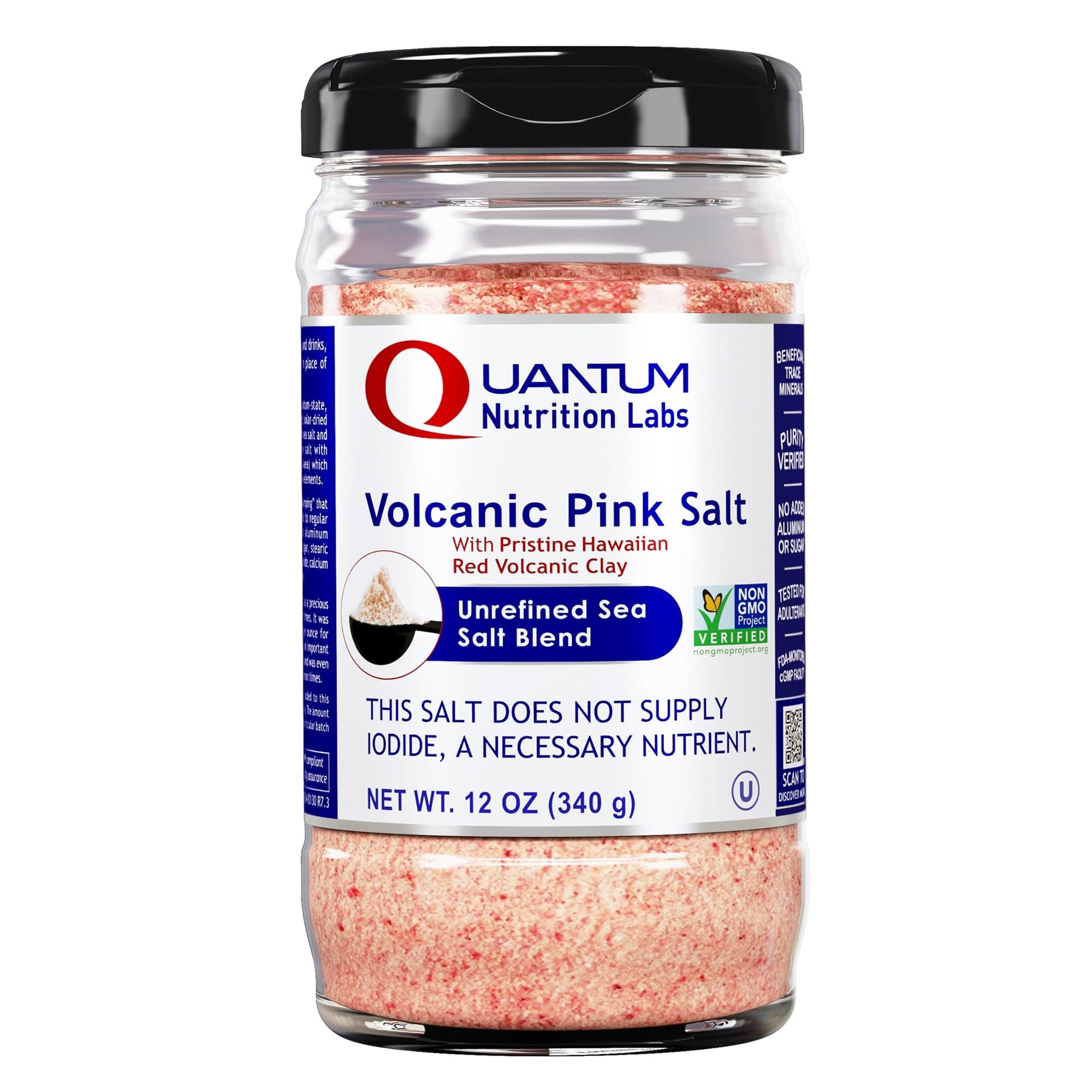 Quantum Nutrition Labs Volcanic Pink Salt - Our Pink Sea Salt is a Hawaiian Red Alaea Sea Salt & Australian Salt Blend for Cooking, Baking with Minerals & Rich Taste - 12 oz