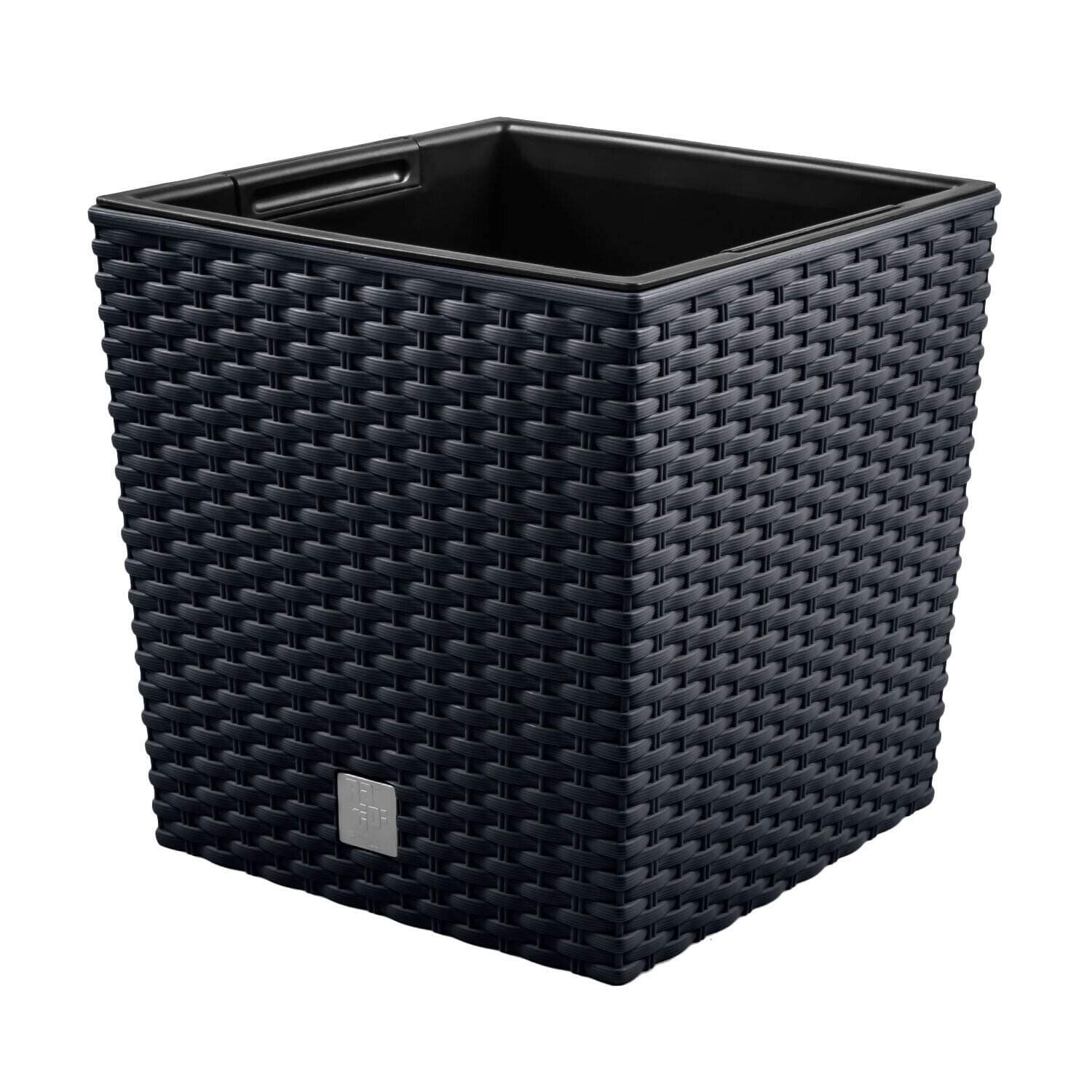 Prosper Plast DRTS325L-S433 32 x 32 x 32.5 cm Rato Low Flowerpot - Anthracite - 2 part set (with insert pot)
