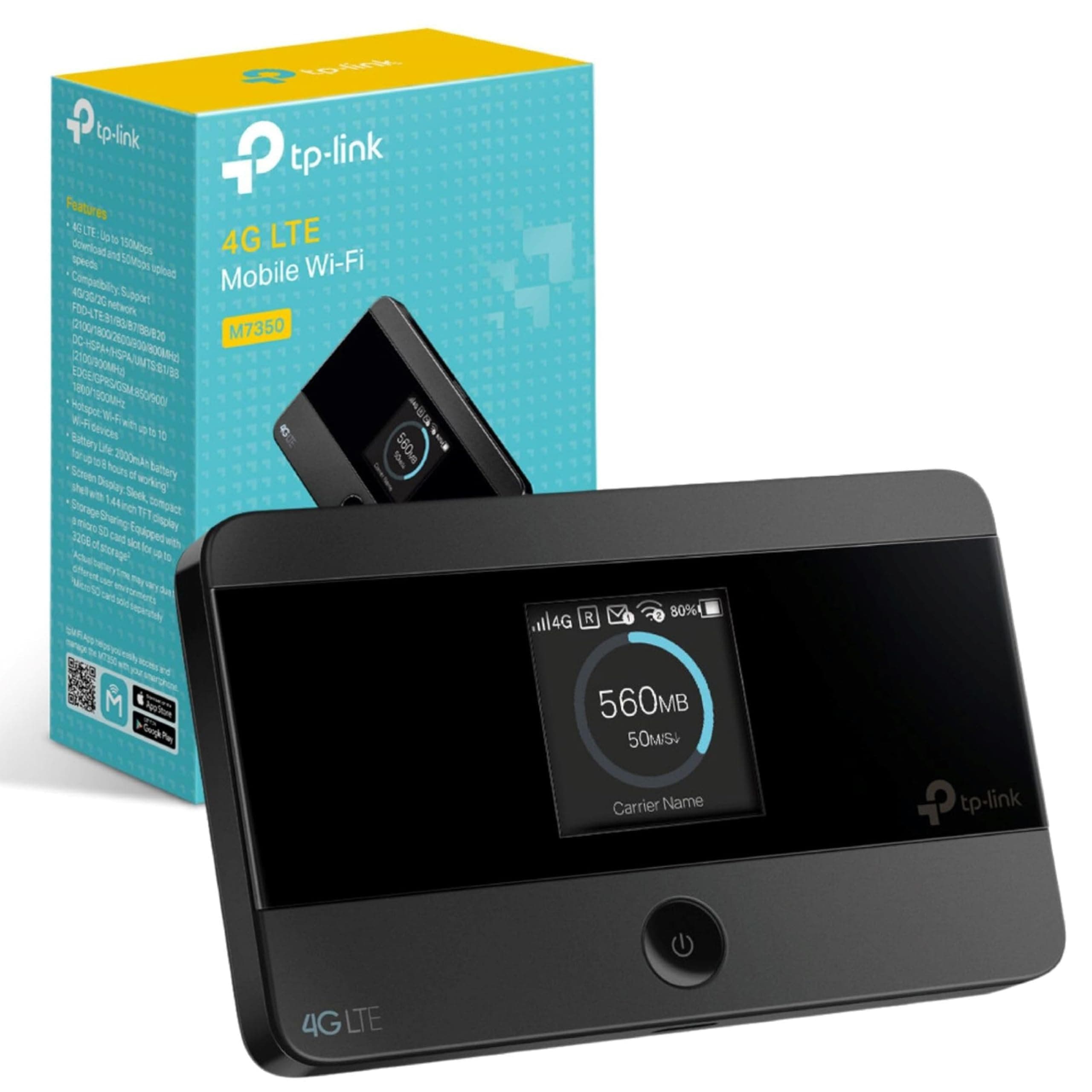 TP-Link M7350 4G Cat4 LTE Portable WiFi, Mobile MiFi Hotspot, Connection with up to 10 Devices, Up to 8 Hours of Battery, Compatible with Most of the Network, Rechargeable, Easy App Management