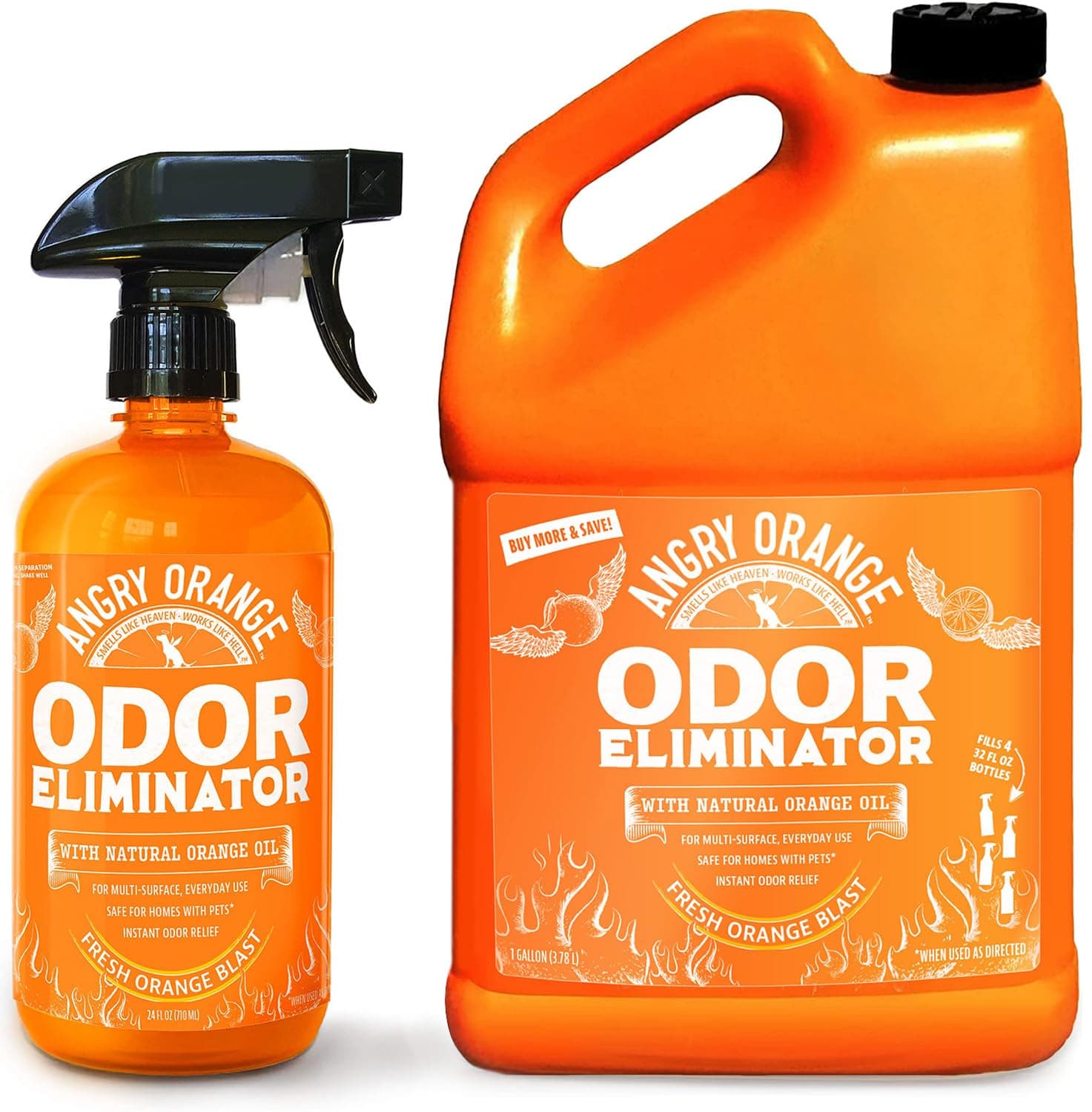 2-Pack Pet Odor Eliminator for Strong Odor – 24oz Citrus Deodorizers for Dog or Cat Smells with 1-Gallon Refill