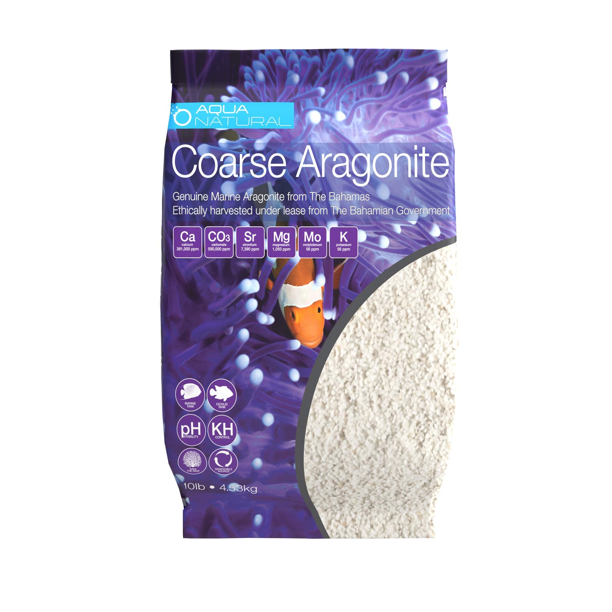 Coarse Aragonite 10lb sand for reef, saltwater and marine aquariums