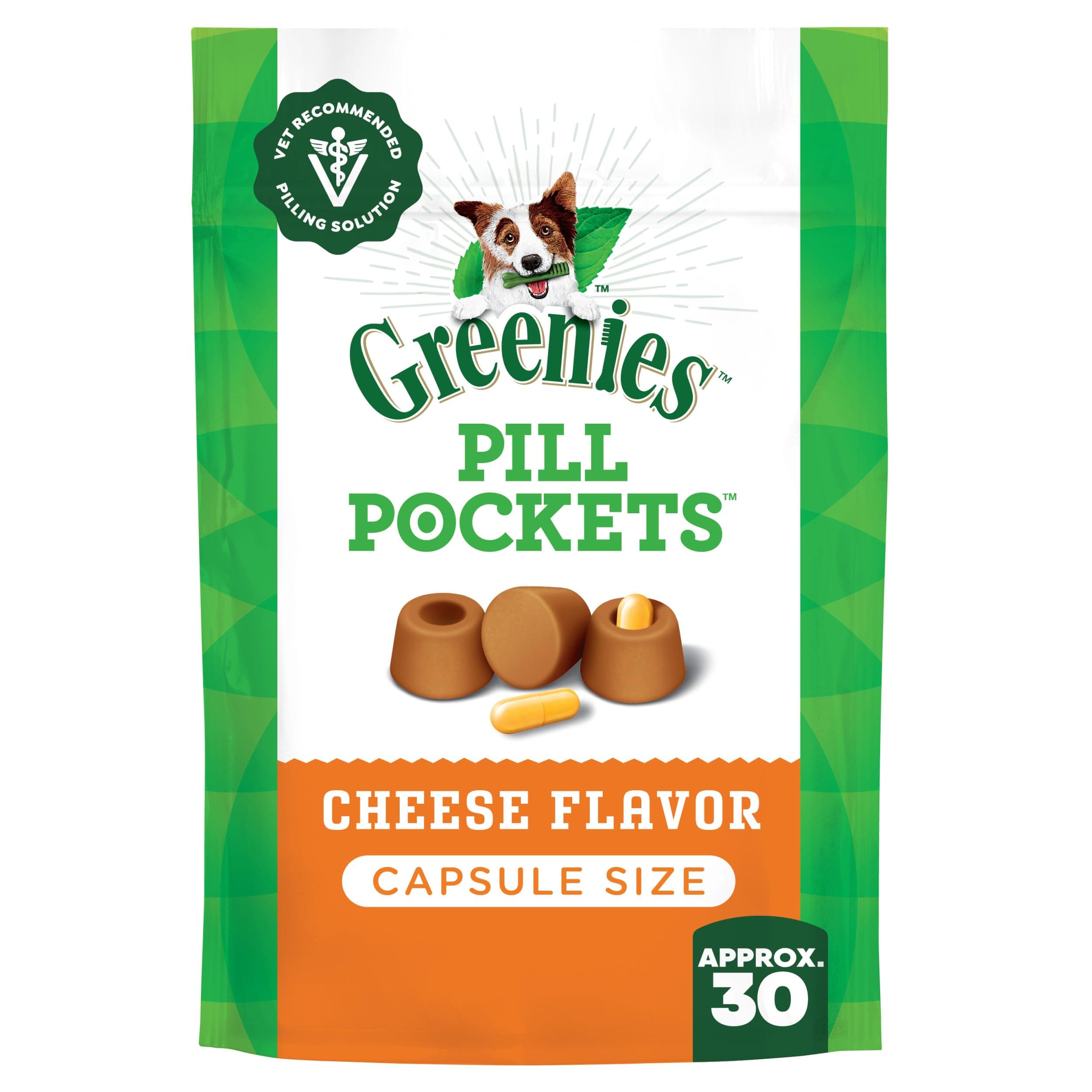 Greenies Pill Pockets Large Size Soft Dog Treats for Capsules, Cheese Flavor, Made With Natural Ingredients Plus Minerals & Trace Nutrients, 7.9 oz. (30 Count, Pack of 1)