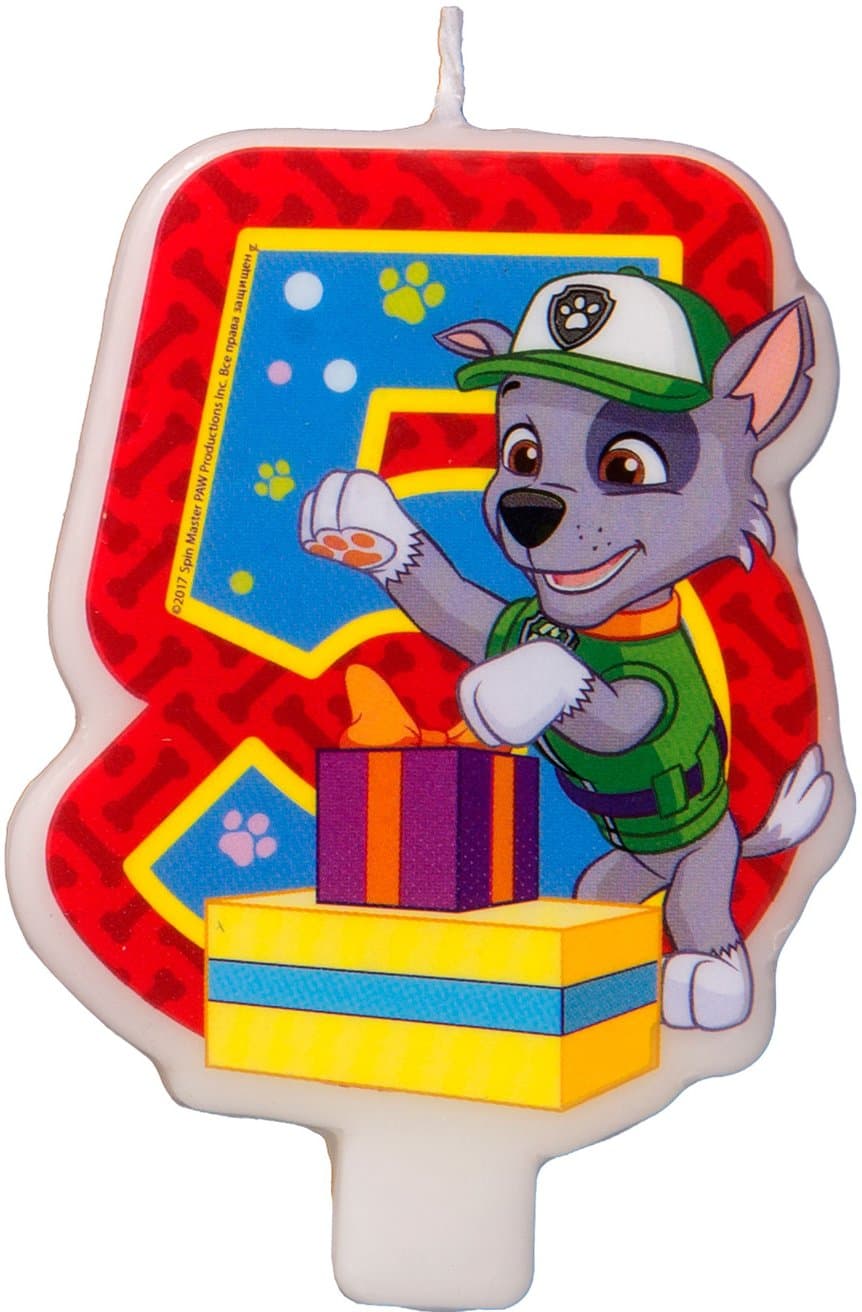 Сandle on a Cake Topper 5 Years Paw Patrol Must Have Accessories for the Party Supplies and Birthday