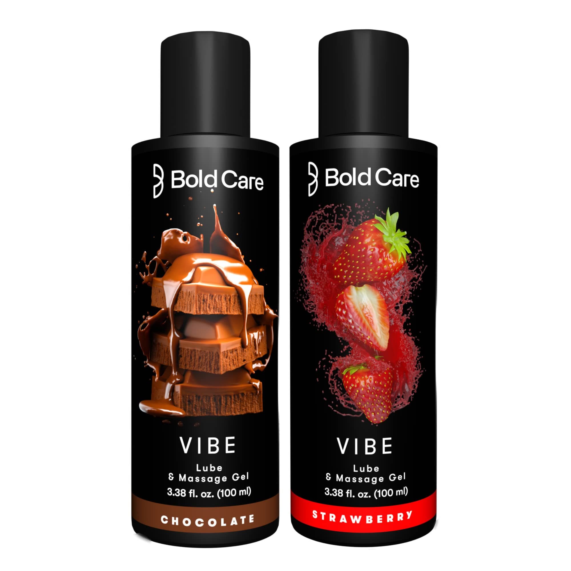 Vibe Duo pack - Premium Chocolate Flavour + Strawberry Flavour - Natural Personal Lubricant for Men and Women - Premium Strawberry Flavour - Water Based Lube - 200 ml
