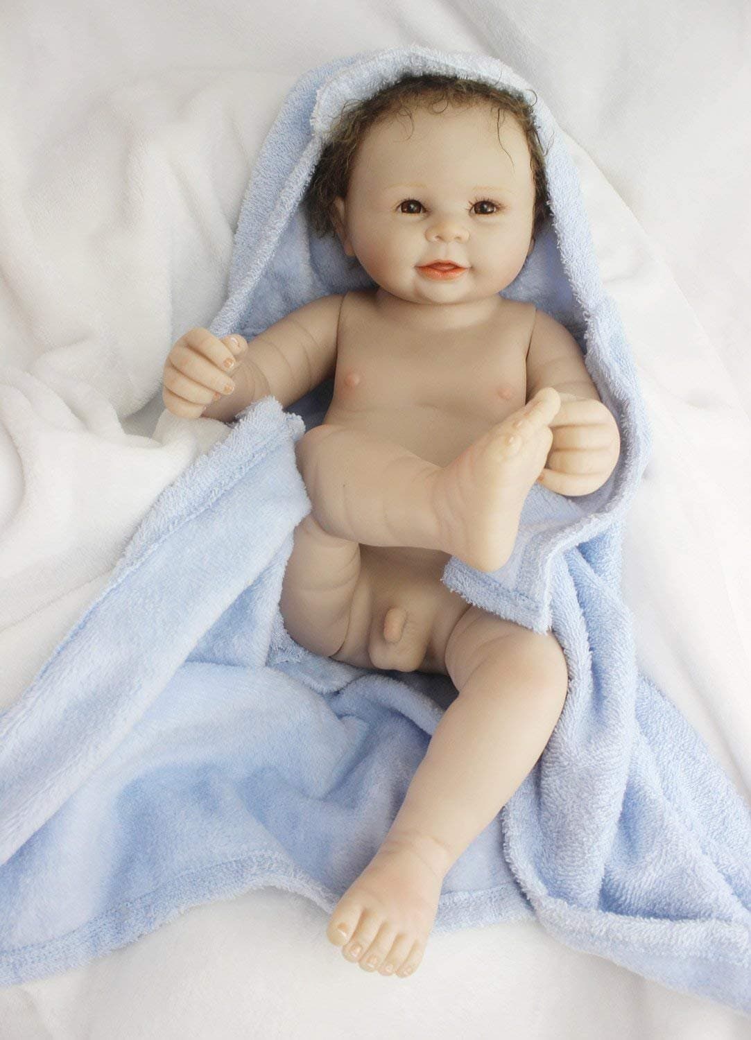 Realistic Reborn Baby Dolls Silicone Full Body Boys 22 Inches Eyes Open Lifelike Handmade Cute Doll Anatomically Correct Washable Toy Doll Gifts Set for Ages 3+