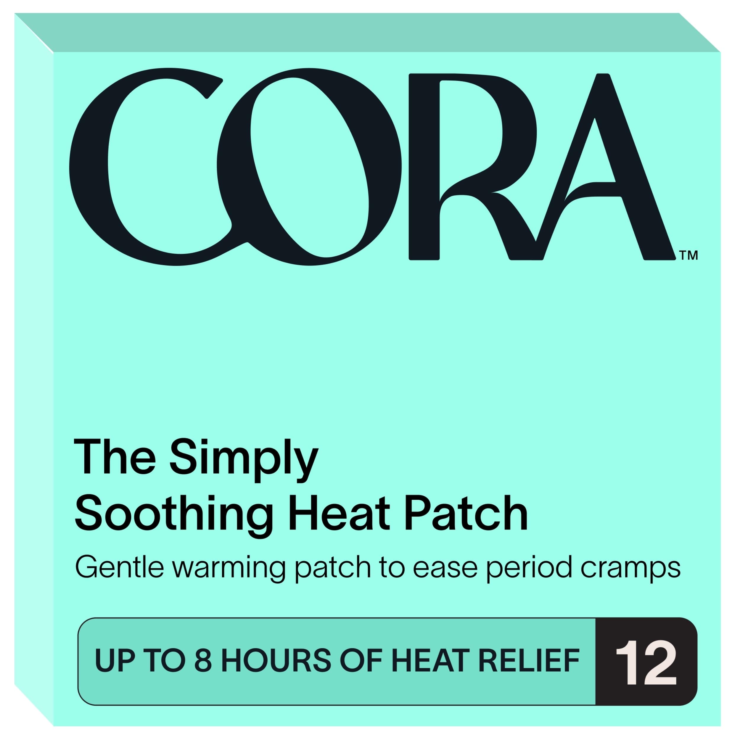 Cora Heat Relief Patch - 2 Pack - Soothe Cramps for up to 8 Hours with Heat from Activated Carbon - Adheres to Your Clothes to Ease Cramps Exactly Where You Need it