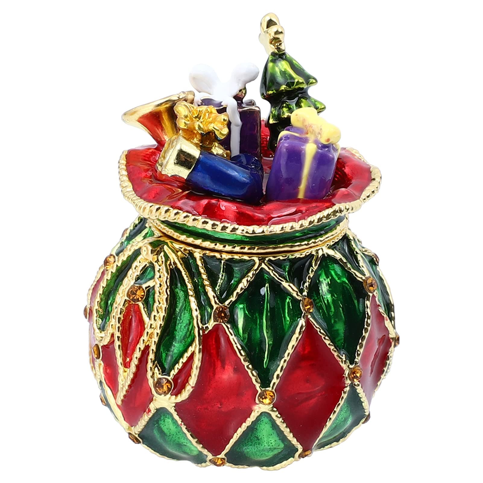 Generic Christmas Trinket Box Hand Painted Enameled Hinged Jewelry Box Decorative Gift Box Jewelry Ring Holder Box Christmas Xmas Table Centerpieces Favors, 5.8x4cm, As Shown, 26GYXFX2KDK80210TY4