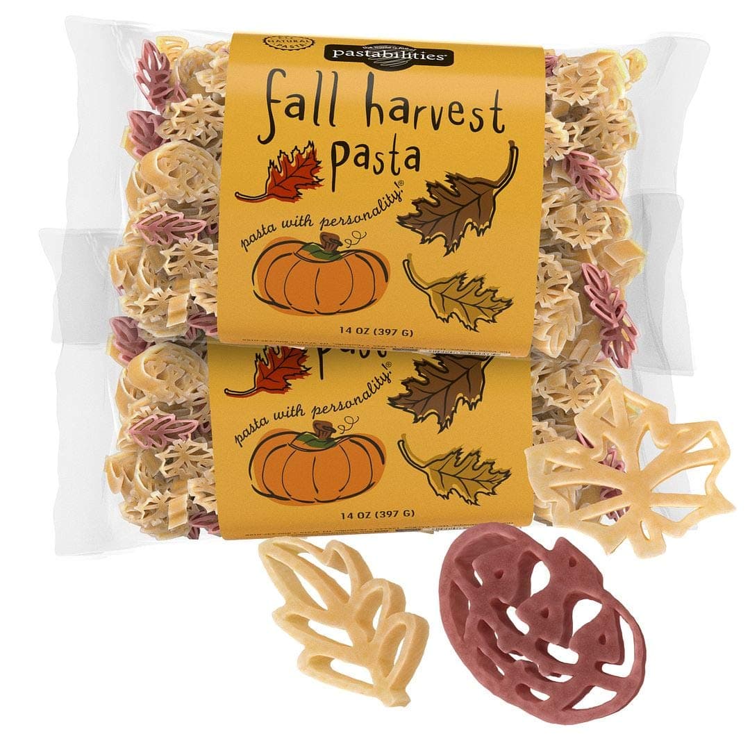 Fun Shaped Pasta for Kids - Fall Festival - Pumpkin and Leaf Holiday Theme, Non-GMO Natural Wheat and Vegetable Pasta, All-Natural, Kosher Certified, Made in the USA, (2 Pack, 14 Oz)