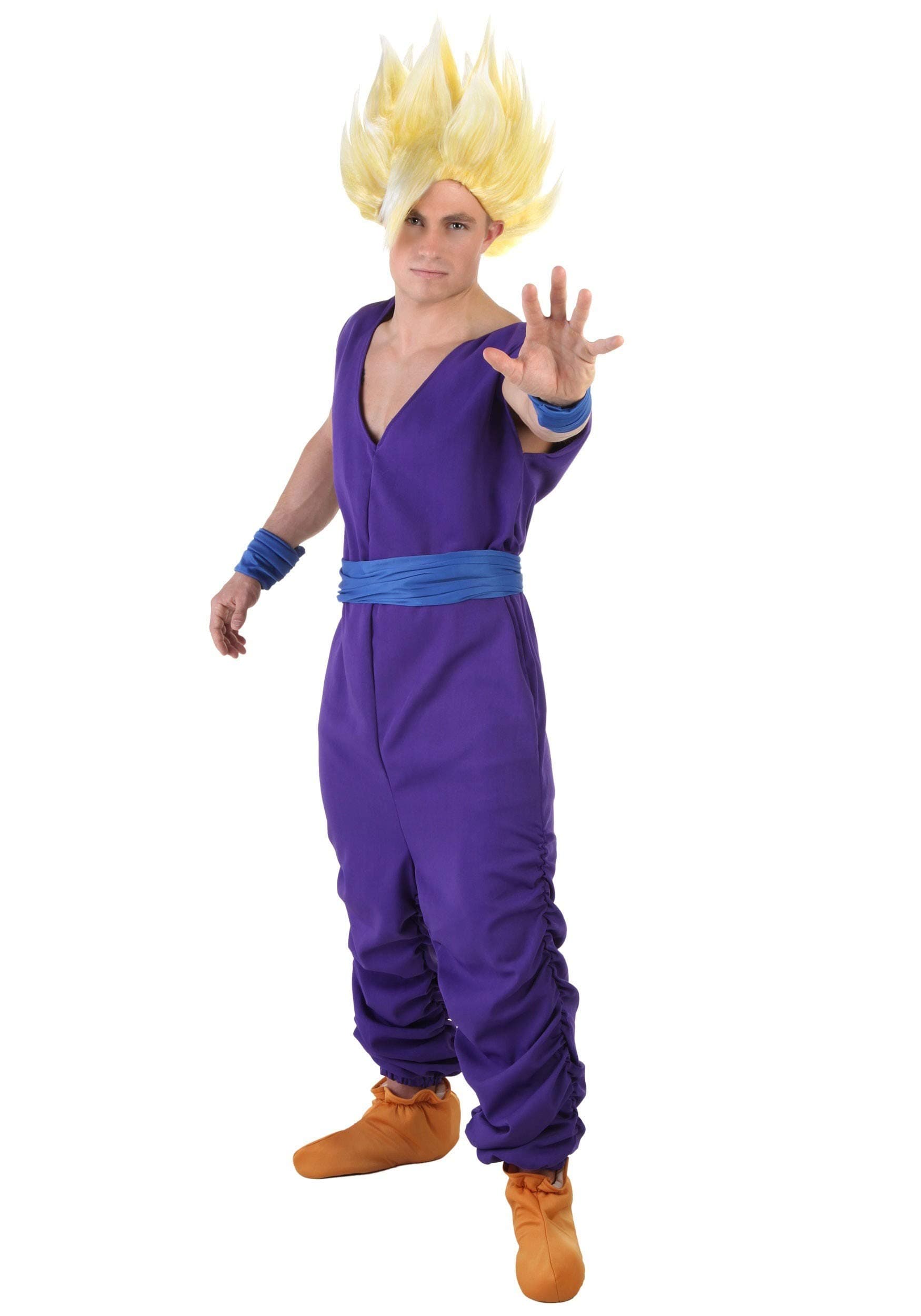 Dragon Ball Z Gohan Adult Super Saiyan Costume with Faux Leather Foot Covers - Officially Licensed Anime Cosplay Kit