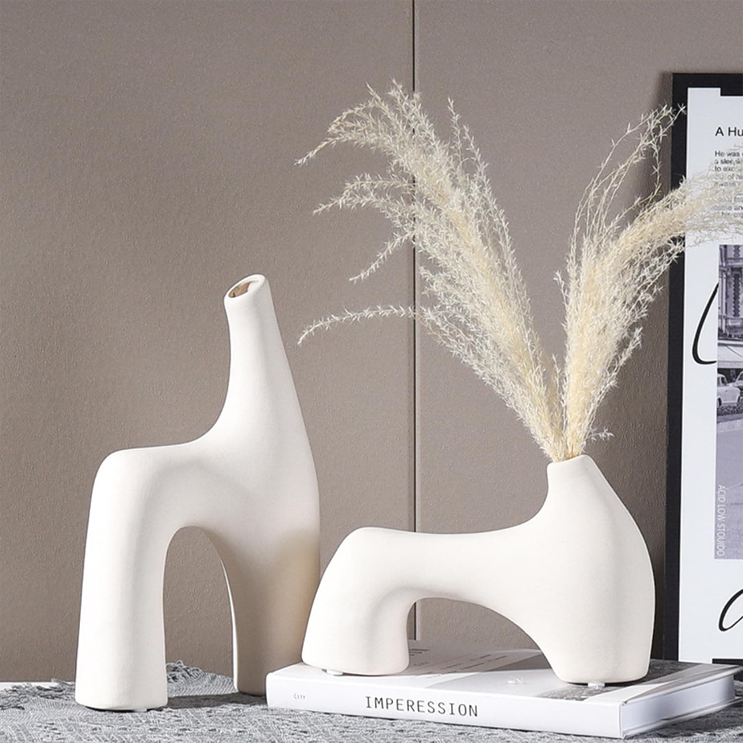 KLONOXWhite ceramic vases set of 2