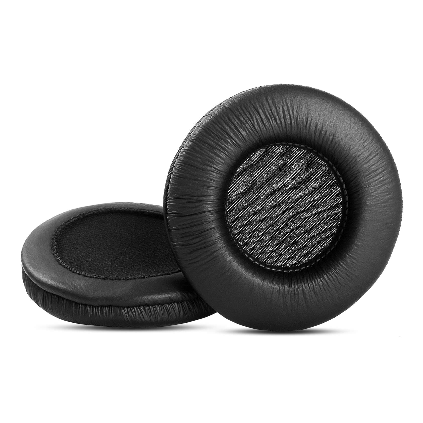 Wrinkled Replacement Ear pads Earpad Cushions Pillow Cover Compatible with Sennheiser PMX 60 Headset PMX60 Ear Pads Headphones Black Leather