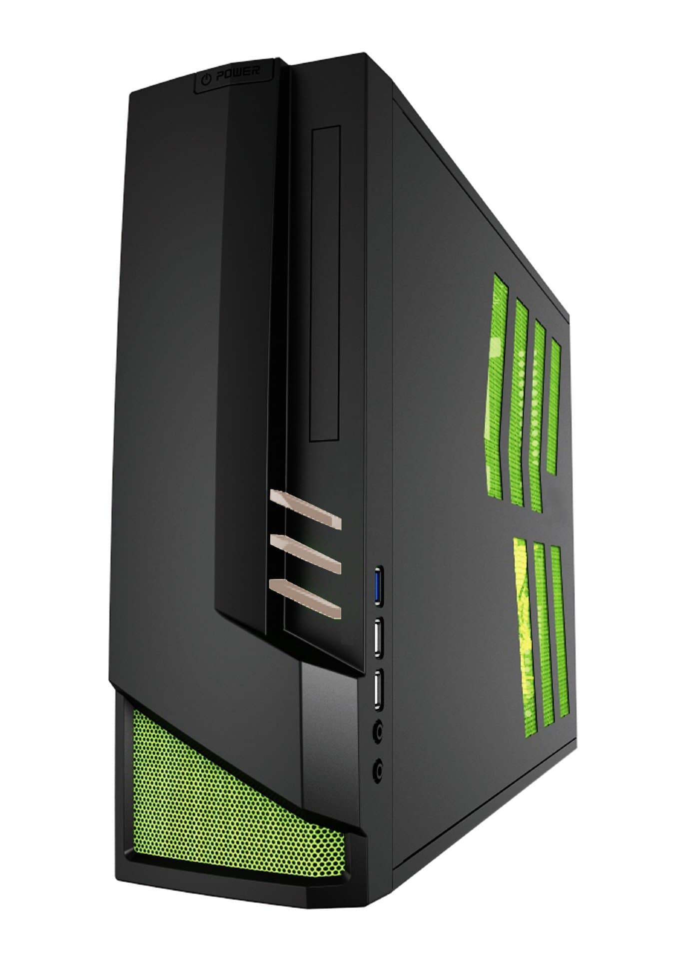 Linkworld 1317 – 02 ITX Tower Black Green Computer Case – Computer Case (Mini ITX Tower PC, Mini ITX, Black, Green, 27.9 cm, ATX)