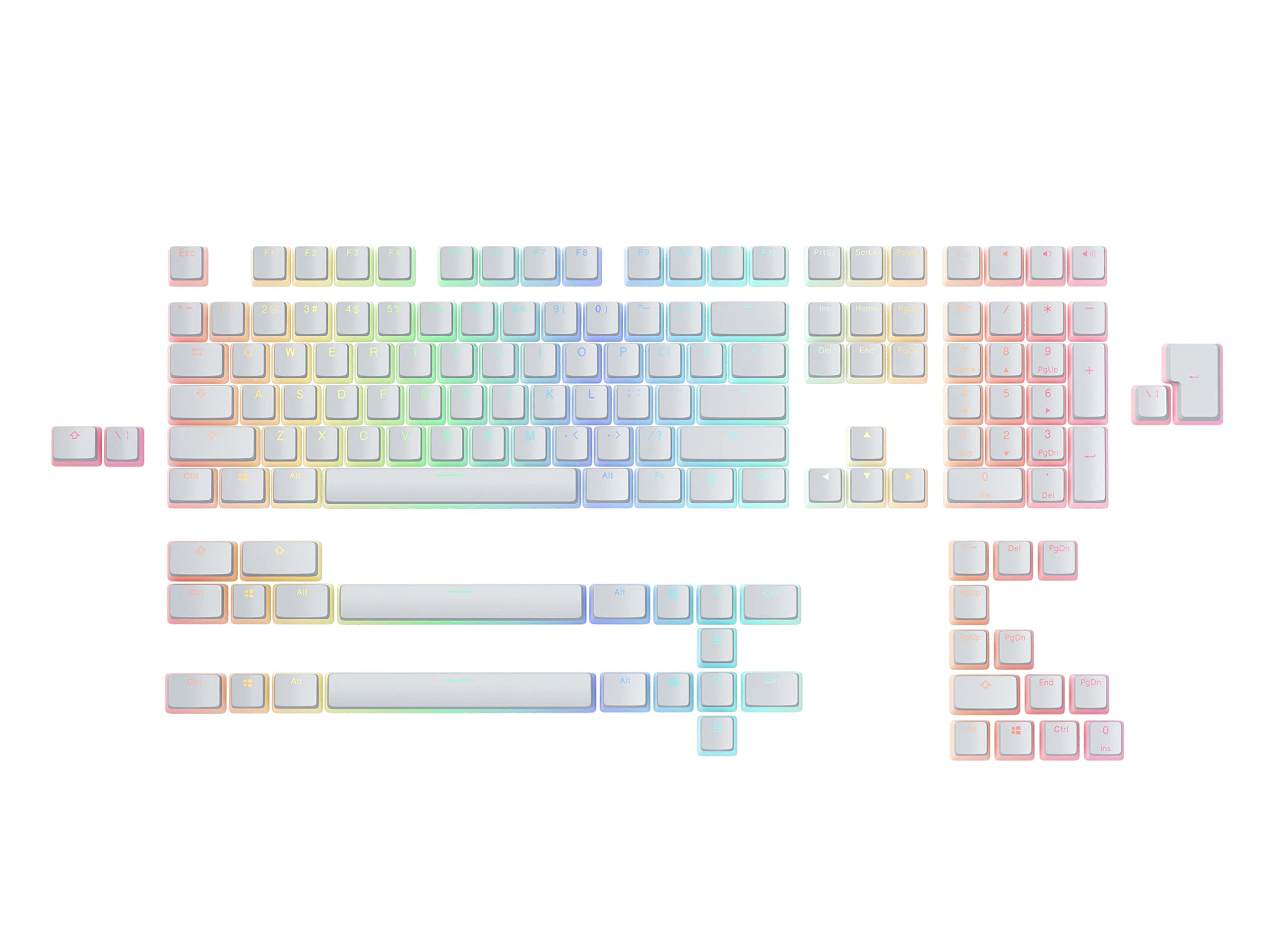 GLORIOUS Aura V2 (White) - PBT Pudding Keycaps for Mechanical Keyboards - ANSI (US), ISO Compatible - Supports Full Size, TKL, 75%, 60% Layouts