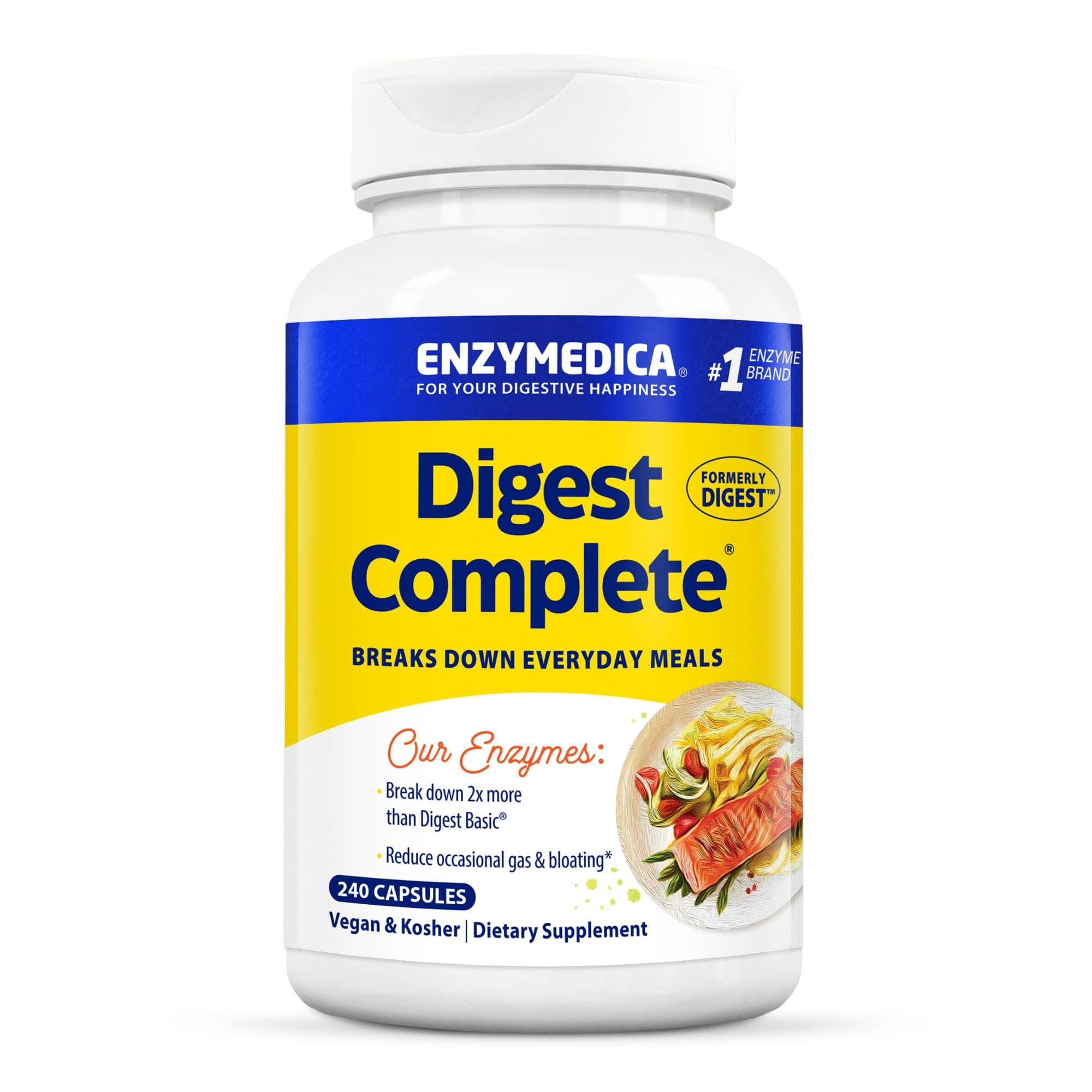 Digest Complete - Digestive Enzyme Supplement for Women & Men, Enzyme Capsules for Digestion, Gut Health Support, Helps Gas & Bloating, Energy Support, Vegan - 240 Caps