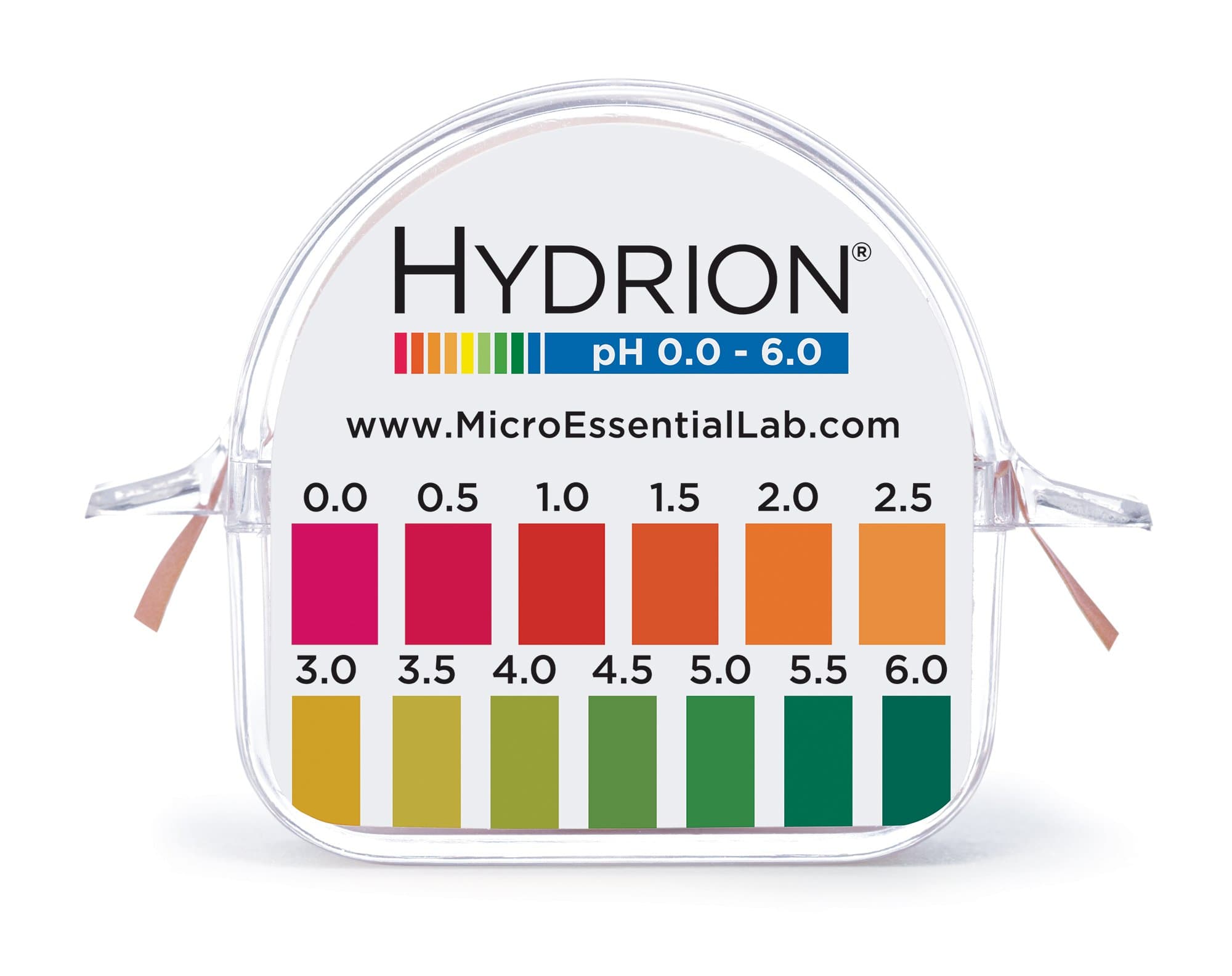 Micro Essential Lab 196 Plastic Hydrion Brilliant Short Range pH Paper Dispenser, 0.0 - 6.0 pH, Double Roll