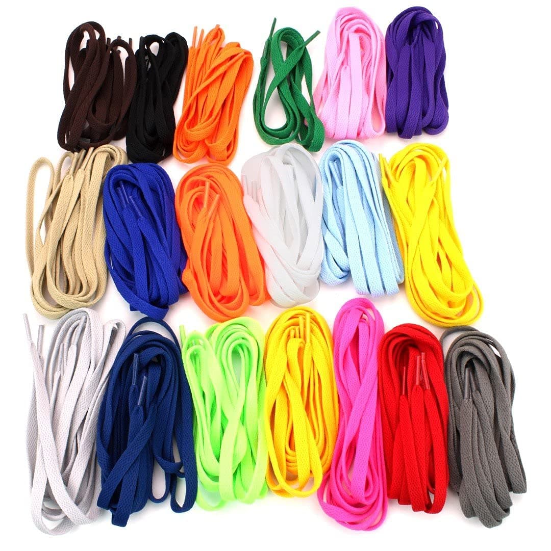 Flat Shoelaces 5/16" Wide Solid Color Strings for Athletic Sneakers Boots & Shoes - 27"-72" Length Shoe Laces