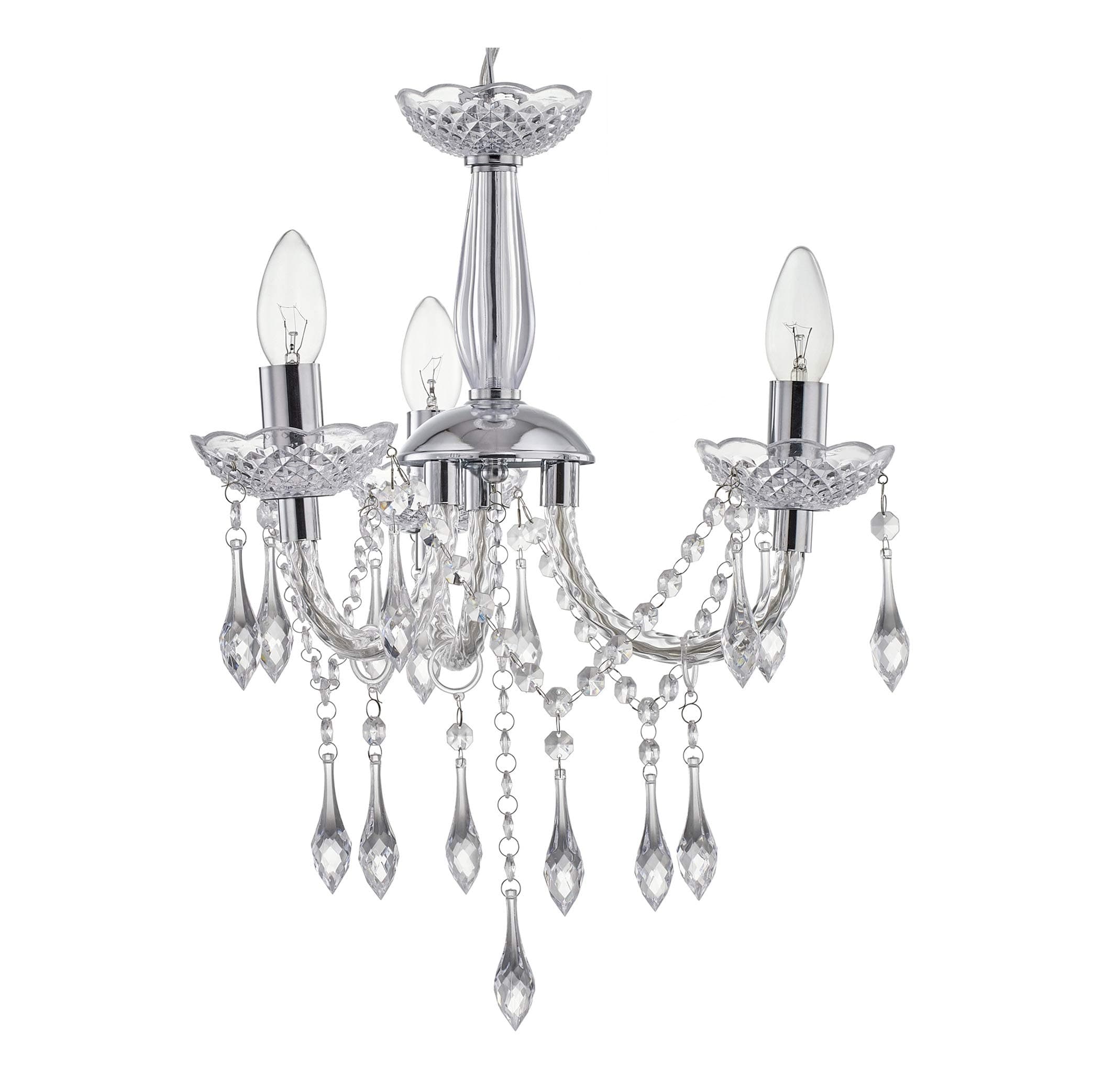 LeeZM Bedroom Crystal Chandelier Ceiling Lights Fitting Silver Chrome Small Hanging Lamp Modern 3 Lights Pendant Light With Acrylic Crystal Droplet For Living Room, Dining Room, Hallway,Kitchen island