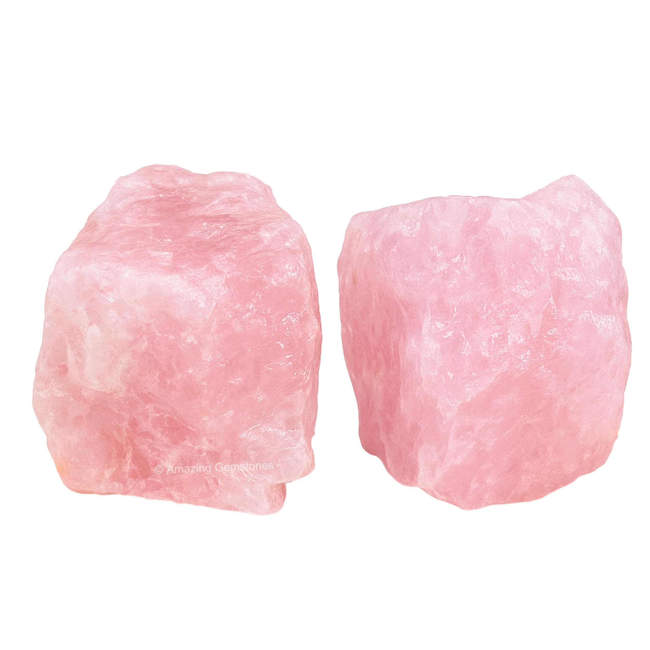 Amazing Gemstone 2 Pieces Rose Quartz Raw Crystals and Healing Stones, Natural Rocks for Tumbling and DIY Raw Stones and Crystals
