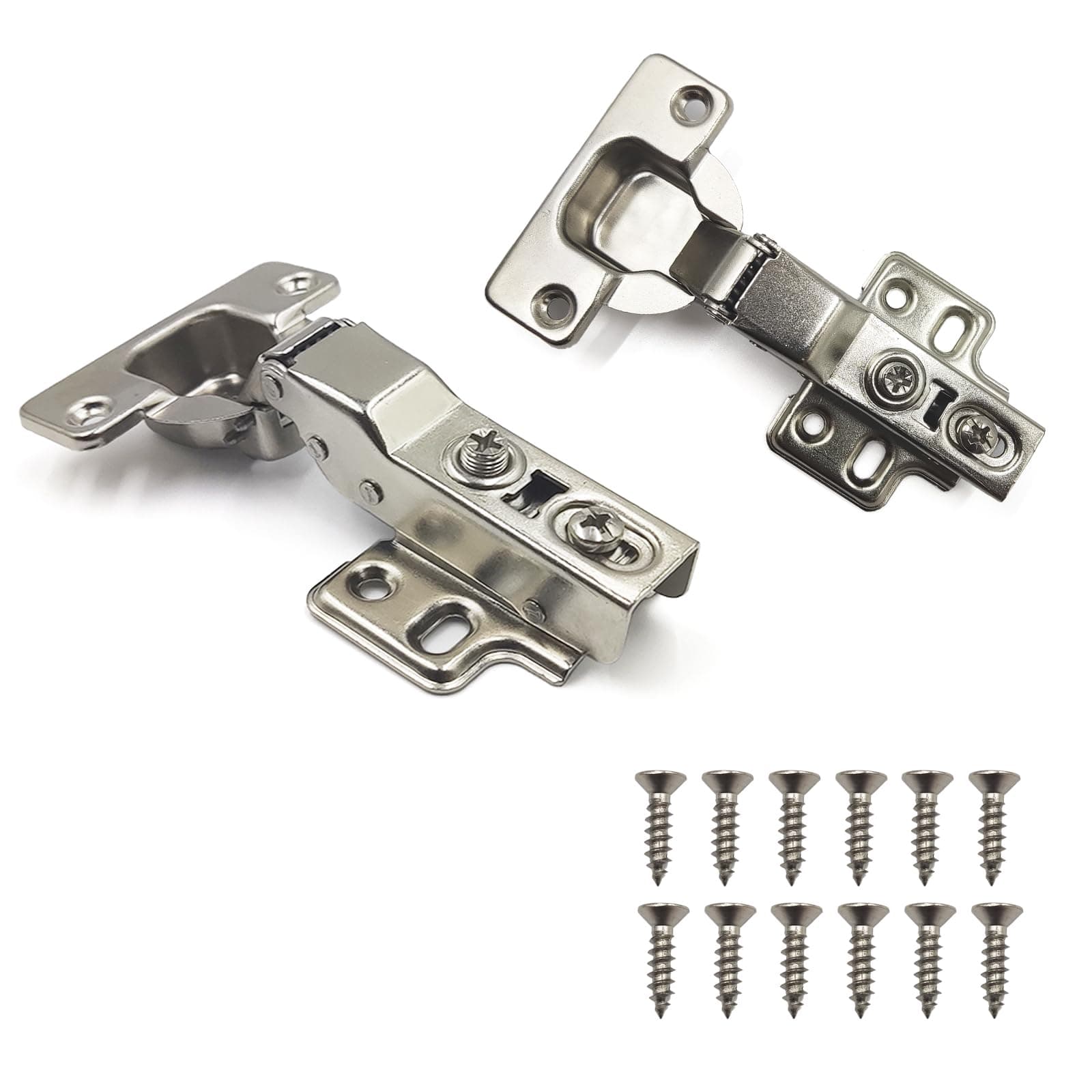 QHASPHC 2 Pack Cabinet Hinges Soft Close Half Overlay Kitchen Cabinet Hinges for Frameless Cabinet Concealed Door Hinges